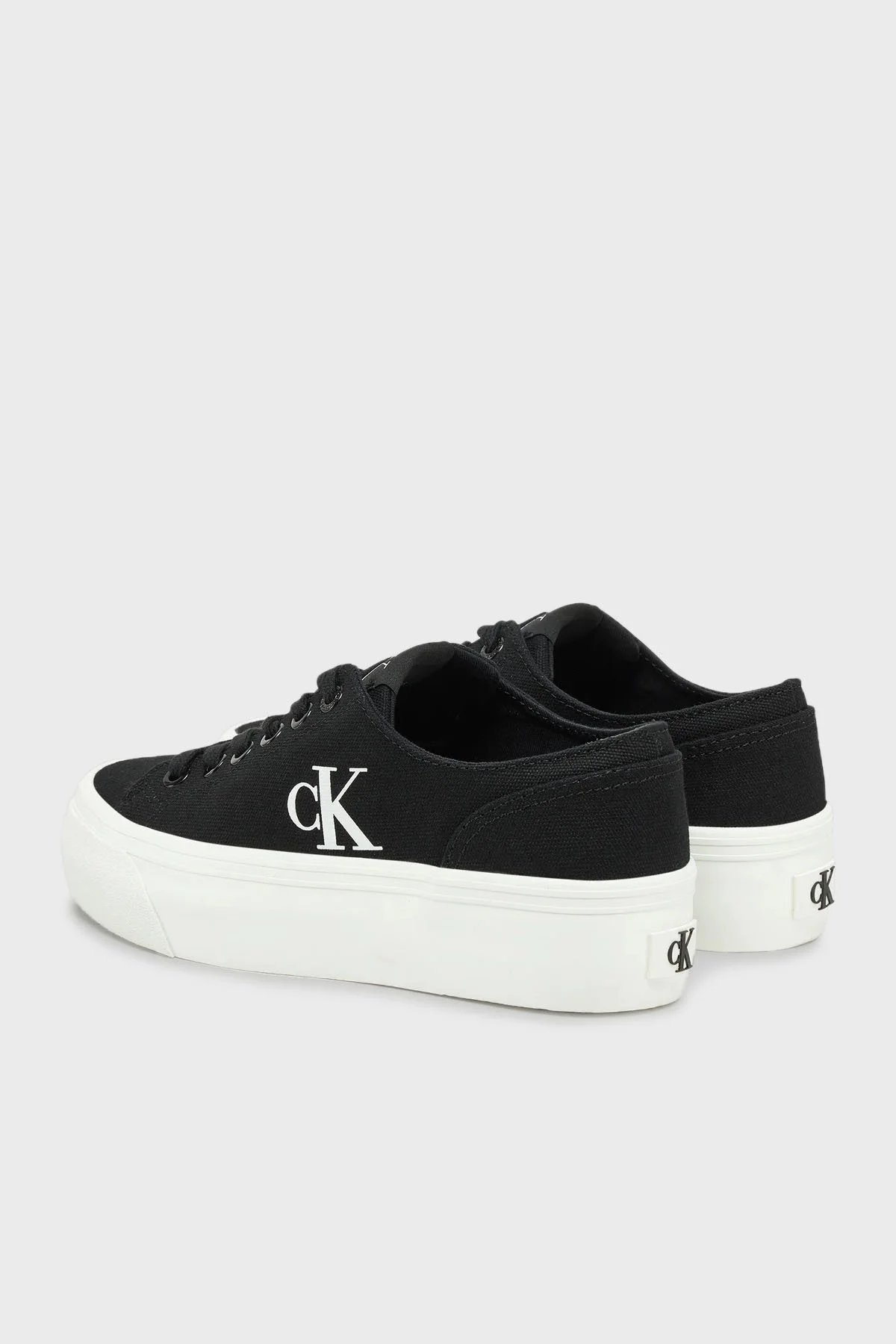 Calvin Klein Pamuk Karışımlı Kanvas YW0YW017630GM Bayan Ayakkabı YW0YW01763 0GM SİYAH-BEYAZ - 9