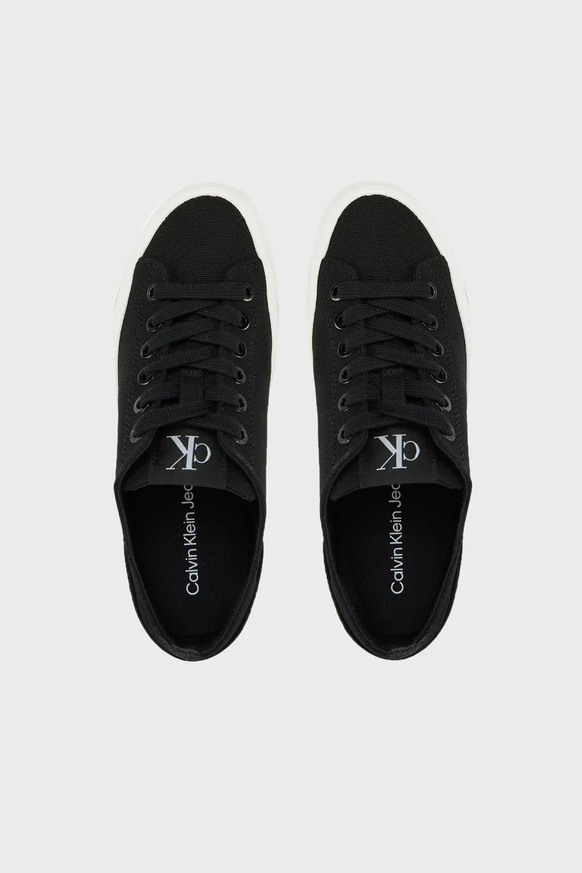 Calvin Klein Pamuk Karışımlı Kanvas YW0YW017630GM Bayan Ayakkabı YW0YW01763 0GM SİYAH-BEYAZ - 11