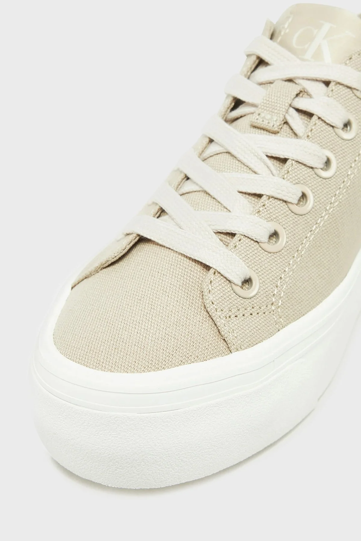 Calvin Klein Pamuk Karışımlı Kanvas YW0YW01763ACF Bayan Ayakkabı YW0YW01763 ACF Bej-Krem - 4