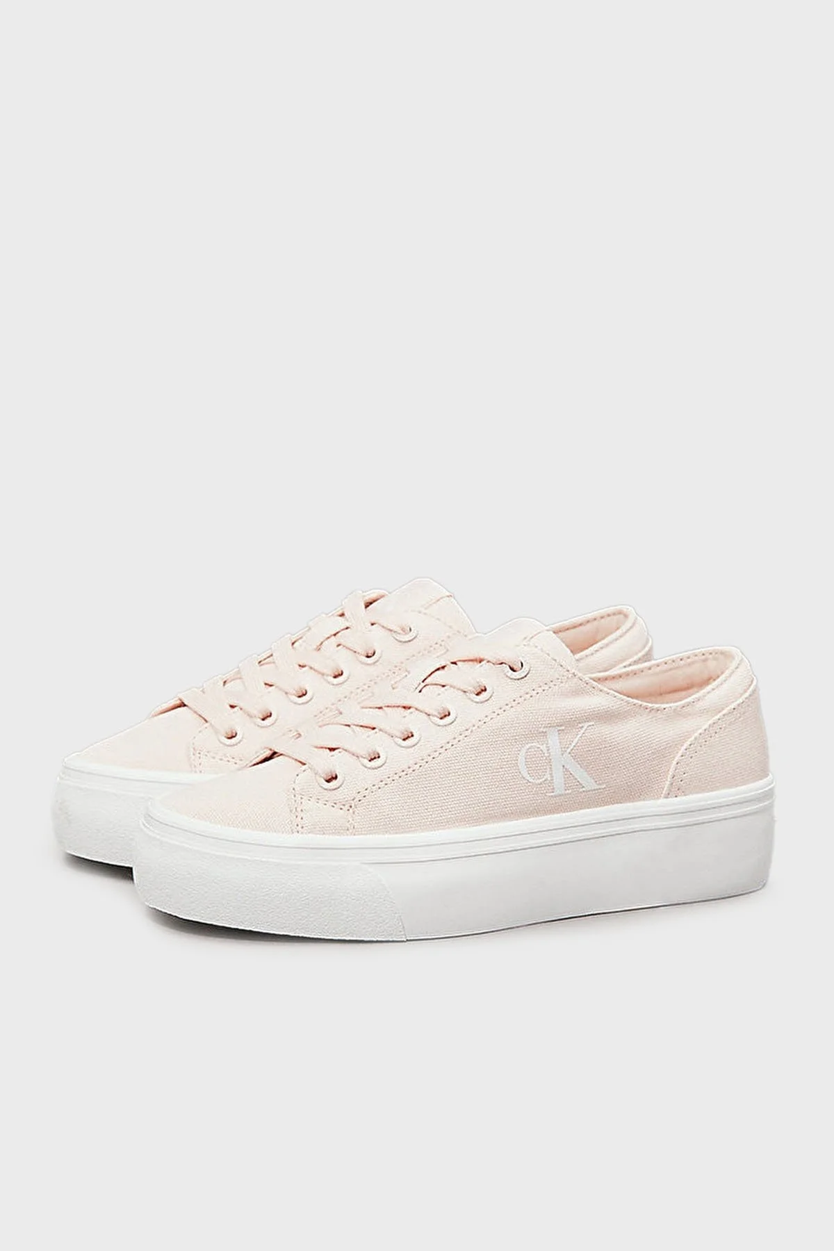 Calvin Klein Pamuk Karışımlı Kanvas YW0YW01763TGE Bayan Ayakkabı YW0YW01763 TGE AÇIK PEMBE-BEYAZ - 9