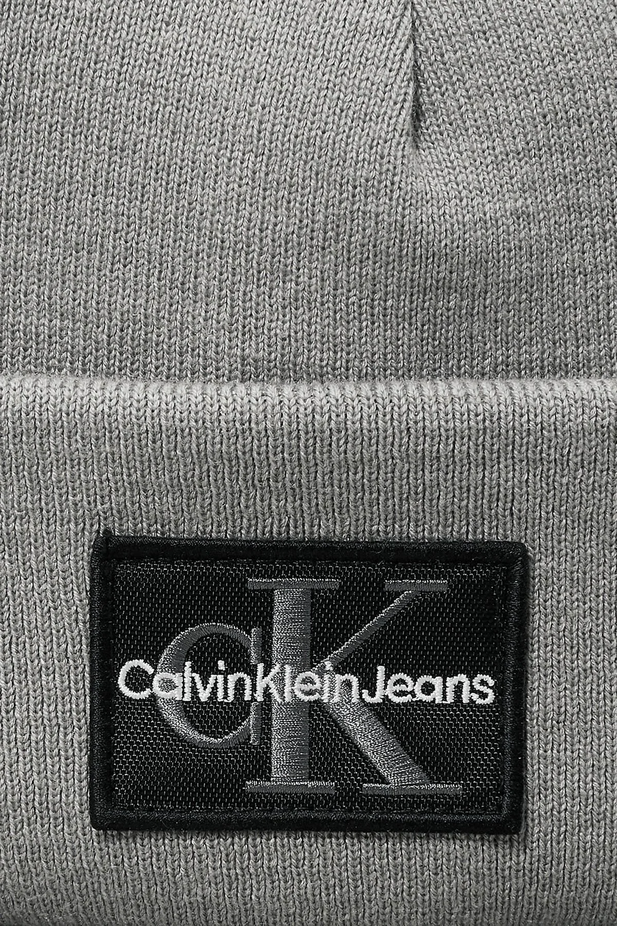 Calvin Klein Pamuk Karışımlı Logolu K50K5124550I0 Erkek Bere K50K512455 0I0 GRİ - 4