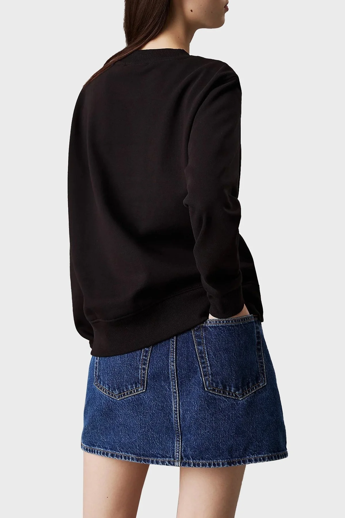 Calvin Klein Pamuk Karışımlı Regular Fit Sıfır Yaka Logolu J20J224913BEH Bayan Sweat J20J224913 BEH SİYAH - 3