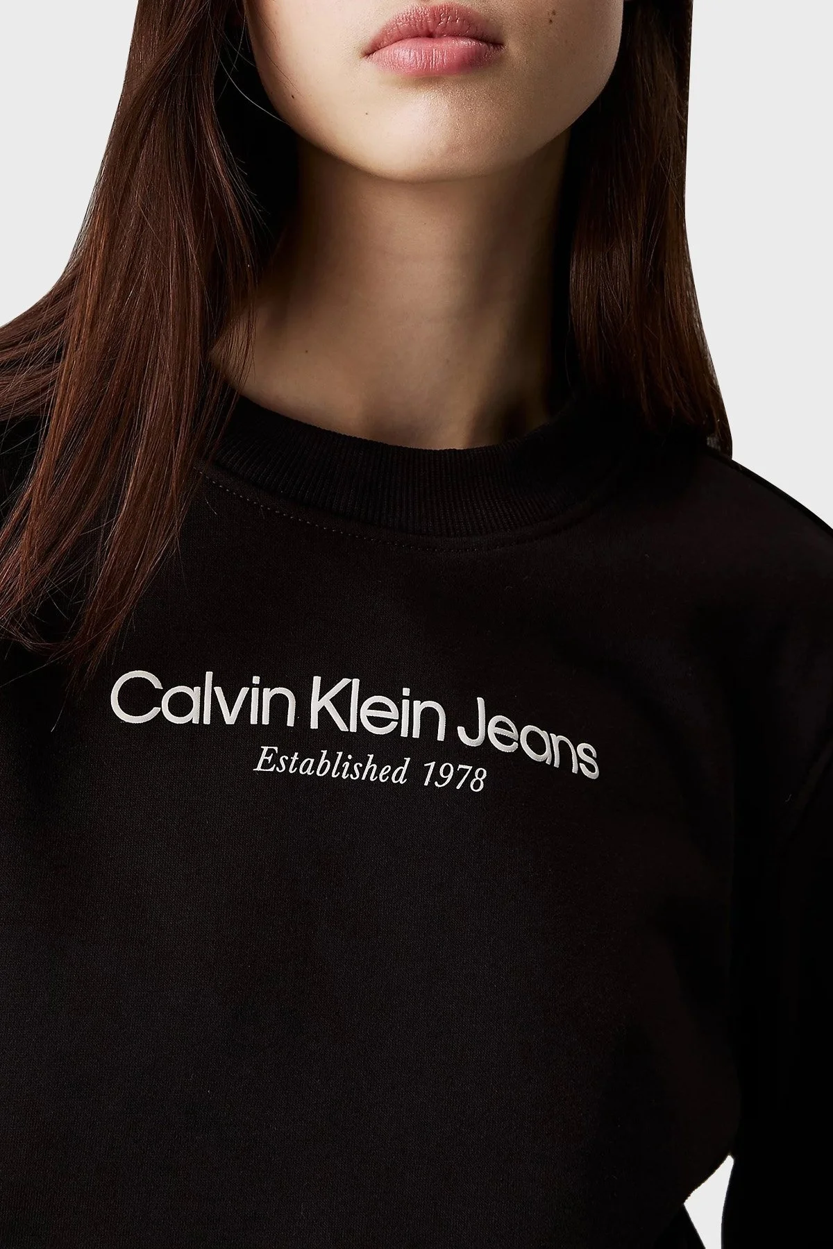 Calvin Klein Pamuk Karışımlı Regular Fit Sıfır Yaka Logolu J20J224913BEH Bayan Sweat J20J224913 BEH SİYAH - 4