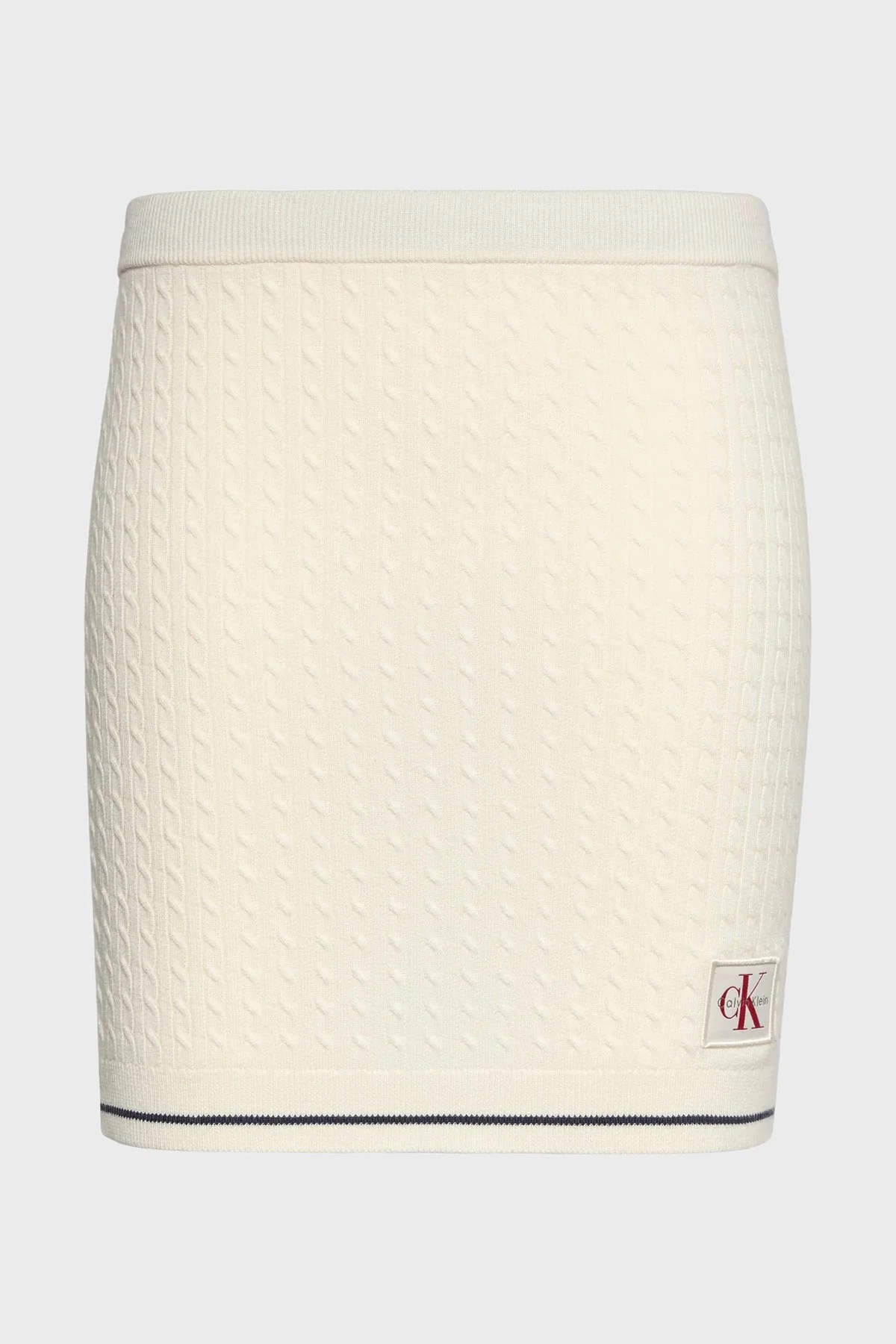 Calvin Klein Pamuk Karışımlı Slim Fit Yüksek Bel LV047F364GYAS Bayan Etek LV047F364G YAS KREM - 1