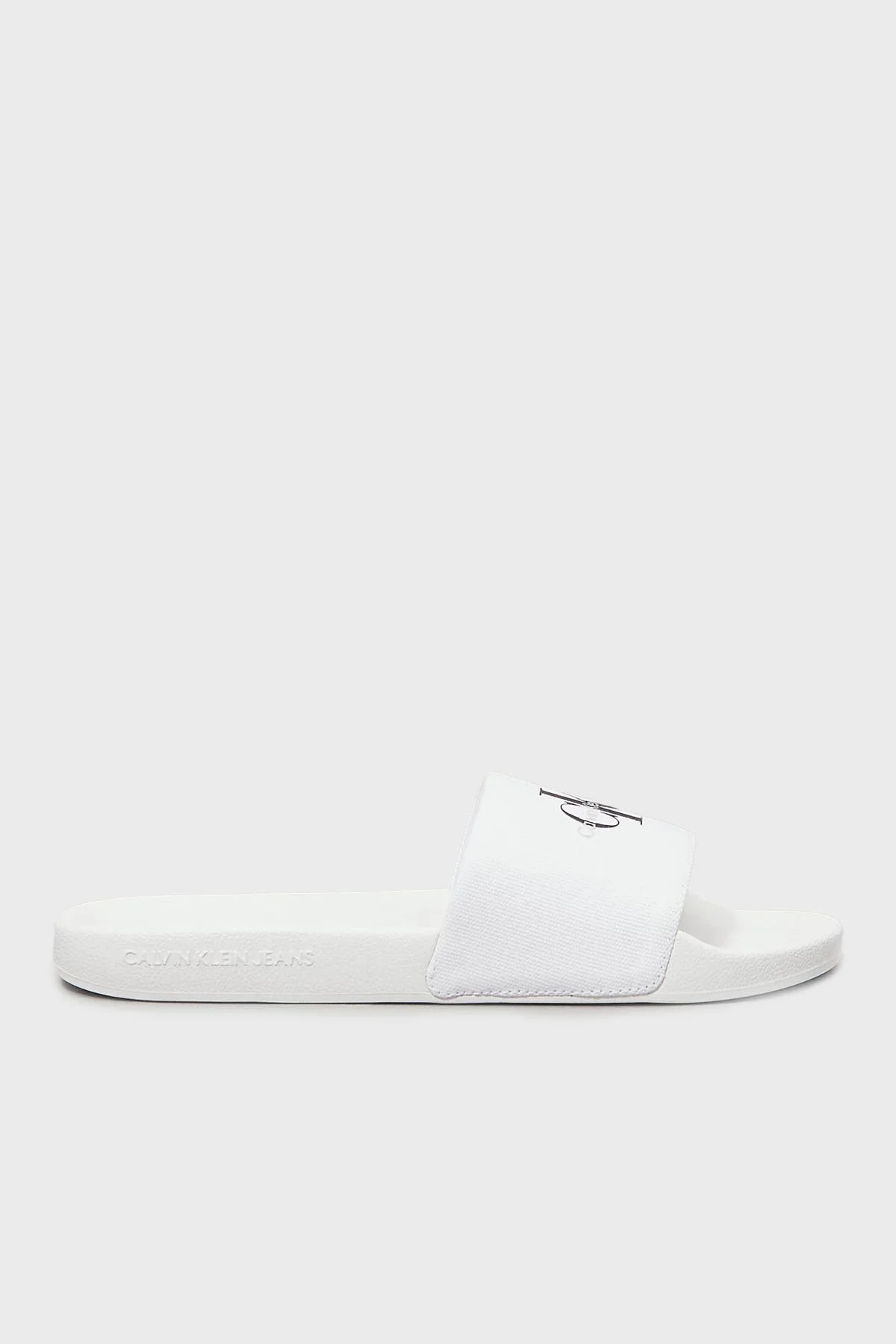 Calvin Klein Pamuk ve Kanvas Logolu YW0YW0183501W Bayan Terlik YW0YW01835 01W BEYAZ-SİYAH - 13