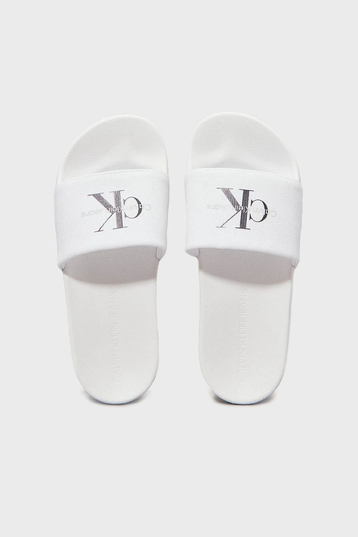 Calvin Klein Pamuk ve Kanvas Logolu YW0YW0183501W Bayan Terlik YW0YW01835 01W BEYAZ-SİYAH - 15