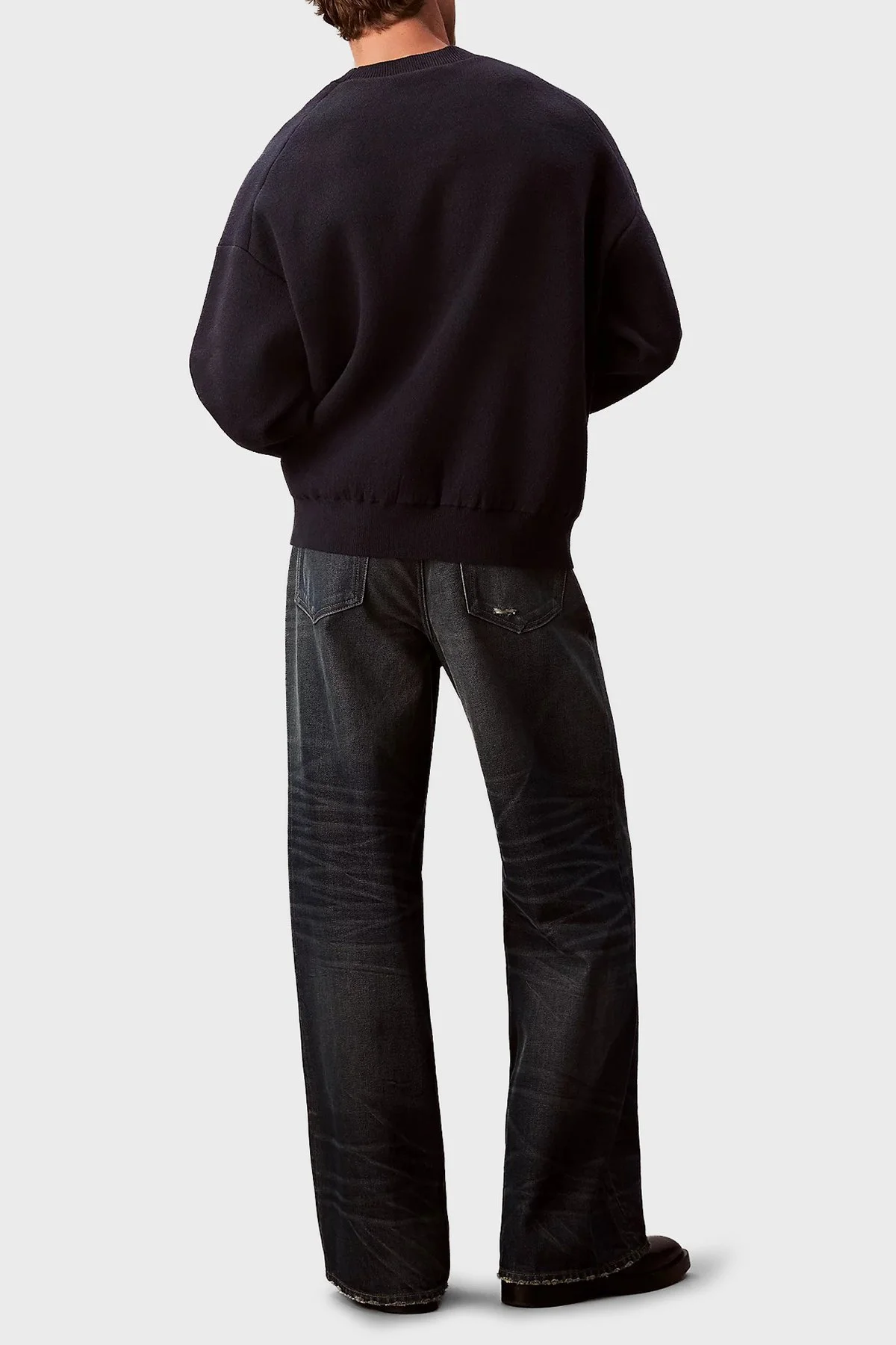 Calvin Klein Pamuk ve Kaşmir Karışımlı Relaxed Fit Logolu LV04RD305GCEF Erkek Kazak LV04RD305G CEF LACİVERT - 3