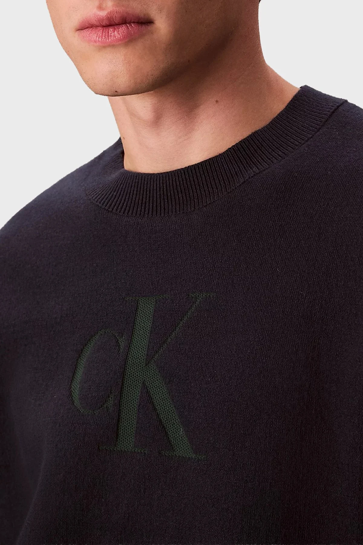 Calvin Klein Pamuk ve Kaşmir Karışımlı Relaxed Fit Logolu LV04RD305GCEF Erkek Kazak LV04RD305G CEF LACİVERT - 5