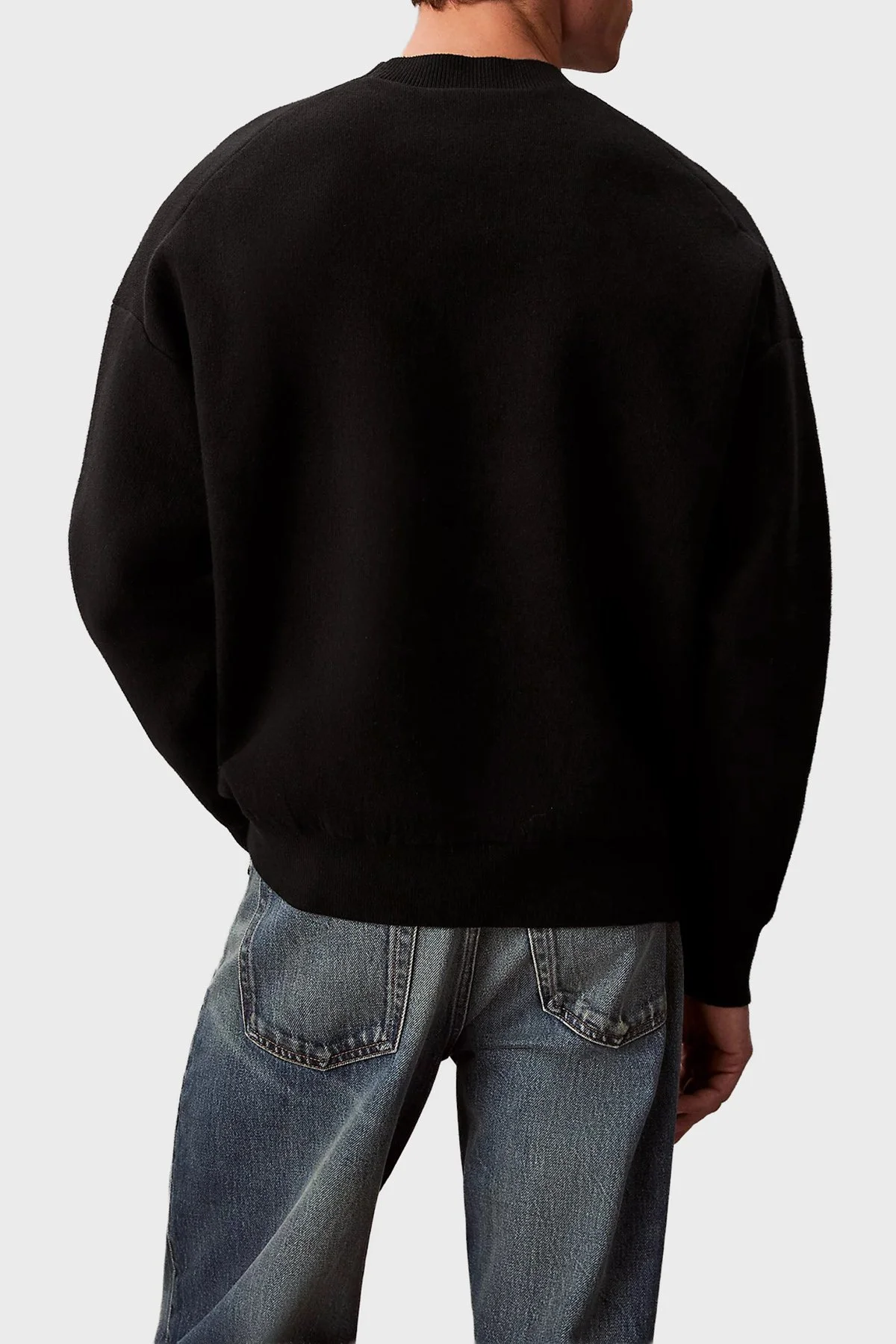 Calvin Klein Pamuk ve Kaşmir Karışımlı Relaxed Fit Logolu LV04RD305GUB1 Erkek Kazak LV04RD305G UB1 SİYAH - 3