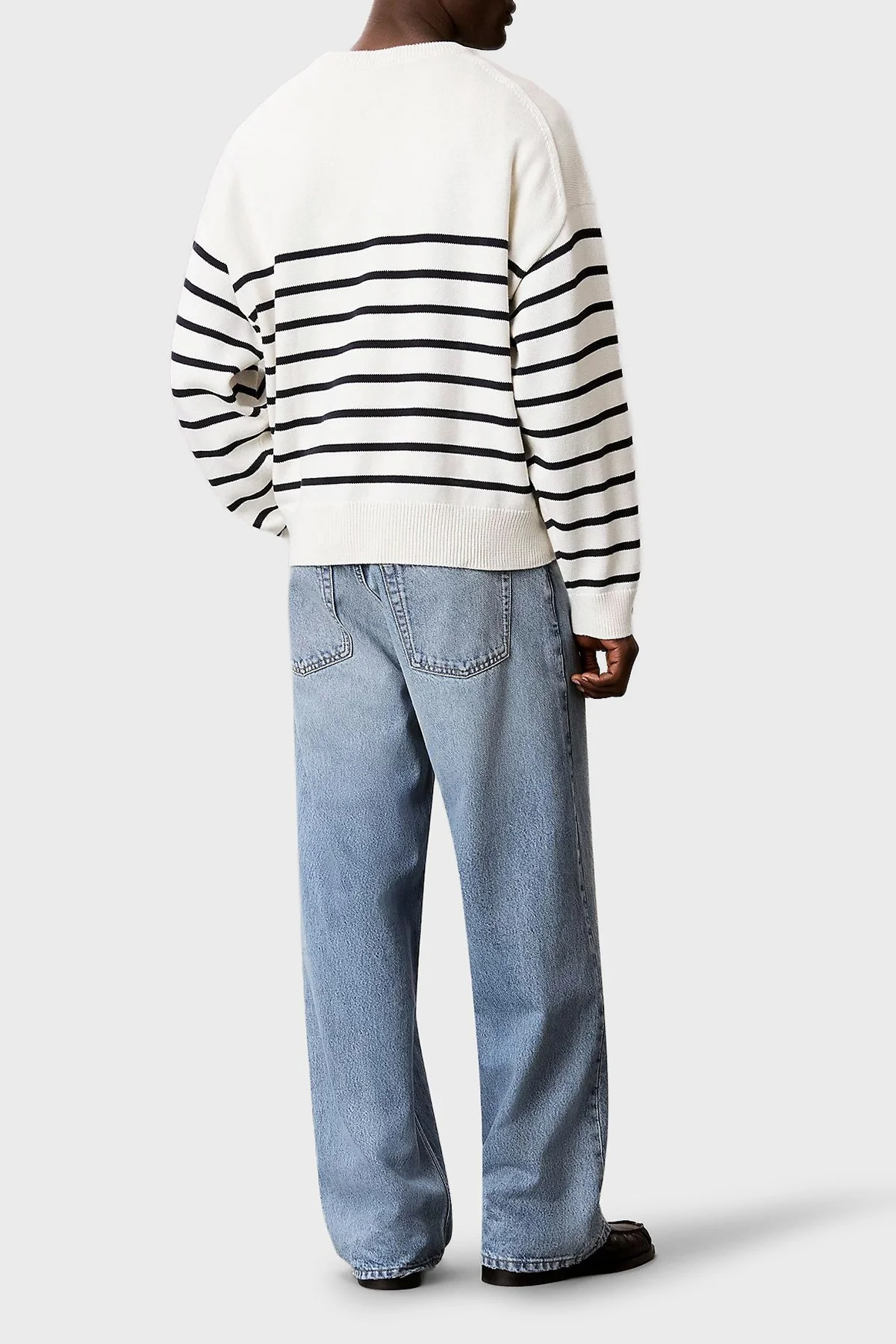 Calvin Klein Pamuk ve Kaşmir Karışımlı Relaxed Fit Logolu LV04RG305GYAS Erkek Kazak LV04RG305G YAS Krem - 4