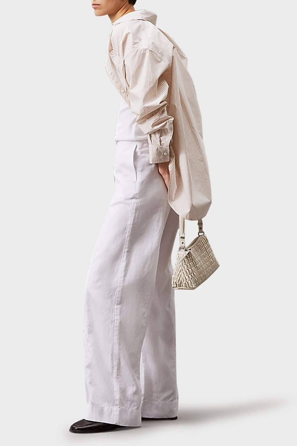 Calvin Klein Pamuk ve Keten Karışımlı Straight Fit Düz Paça J20J225340YAA Bayan Pantolon J20J225340 YAA BEYAZ - 15