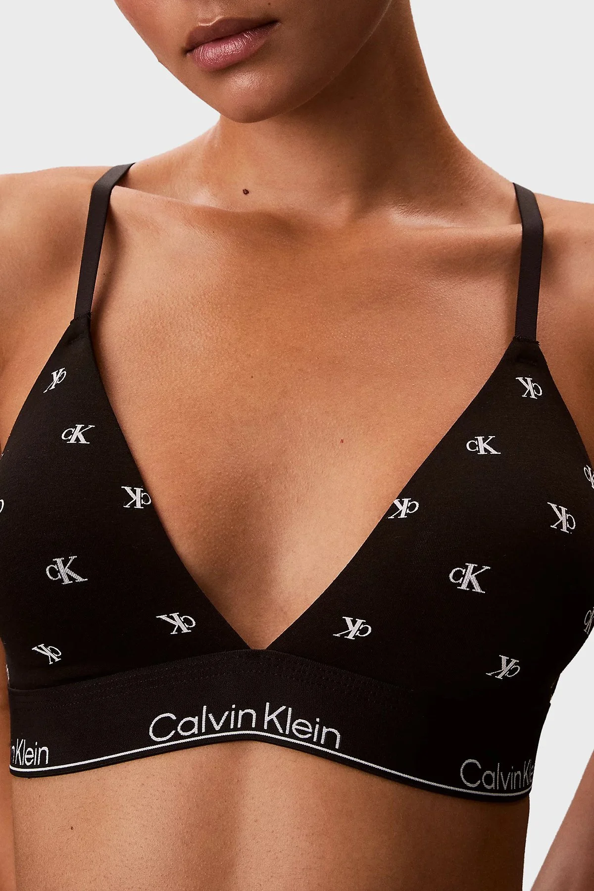 Calvin Klein Pamuk ve Modal Karışımlı Logolu LV00QF8498PCS Bayan Sütyen LV00QF8498 PCS SİYAH - 5