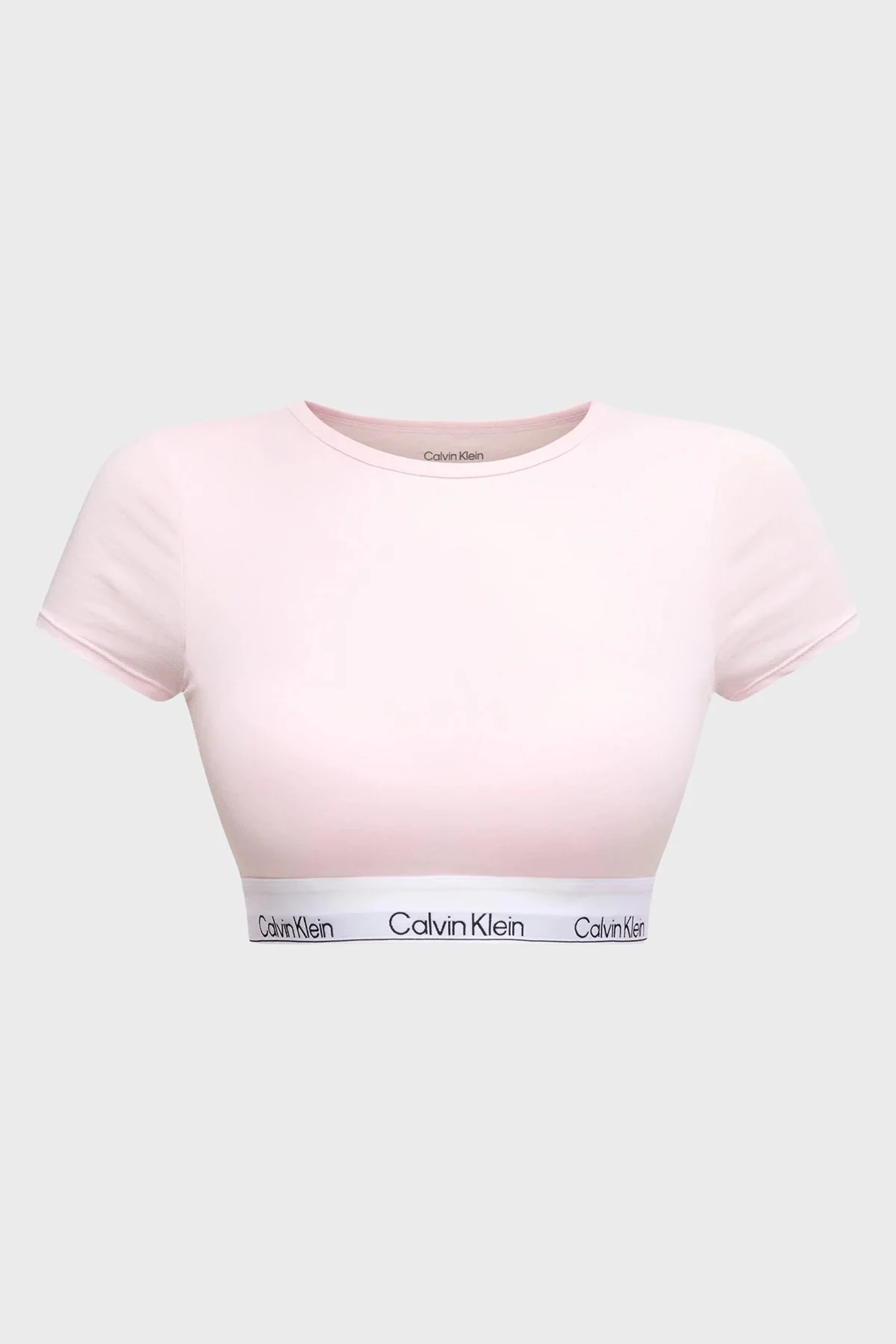 Calvin Klein Pamuk ve Modal Karışımlı Logolu Yuvarlak Yaka LV00QF84958Z6 Kadın Crop LV00QF8495 8Z6 PEMBE - 5