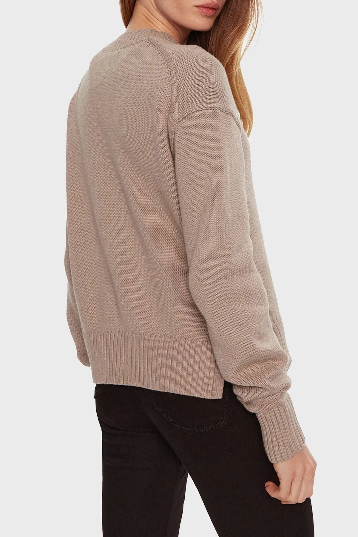 Calvin Klein Pamuk ve Yün Karışımlı Regular Fit J20J224224PCF Bayan Kazak J20J224224 PCF BEJ - 3