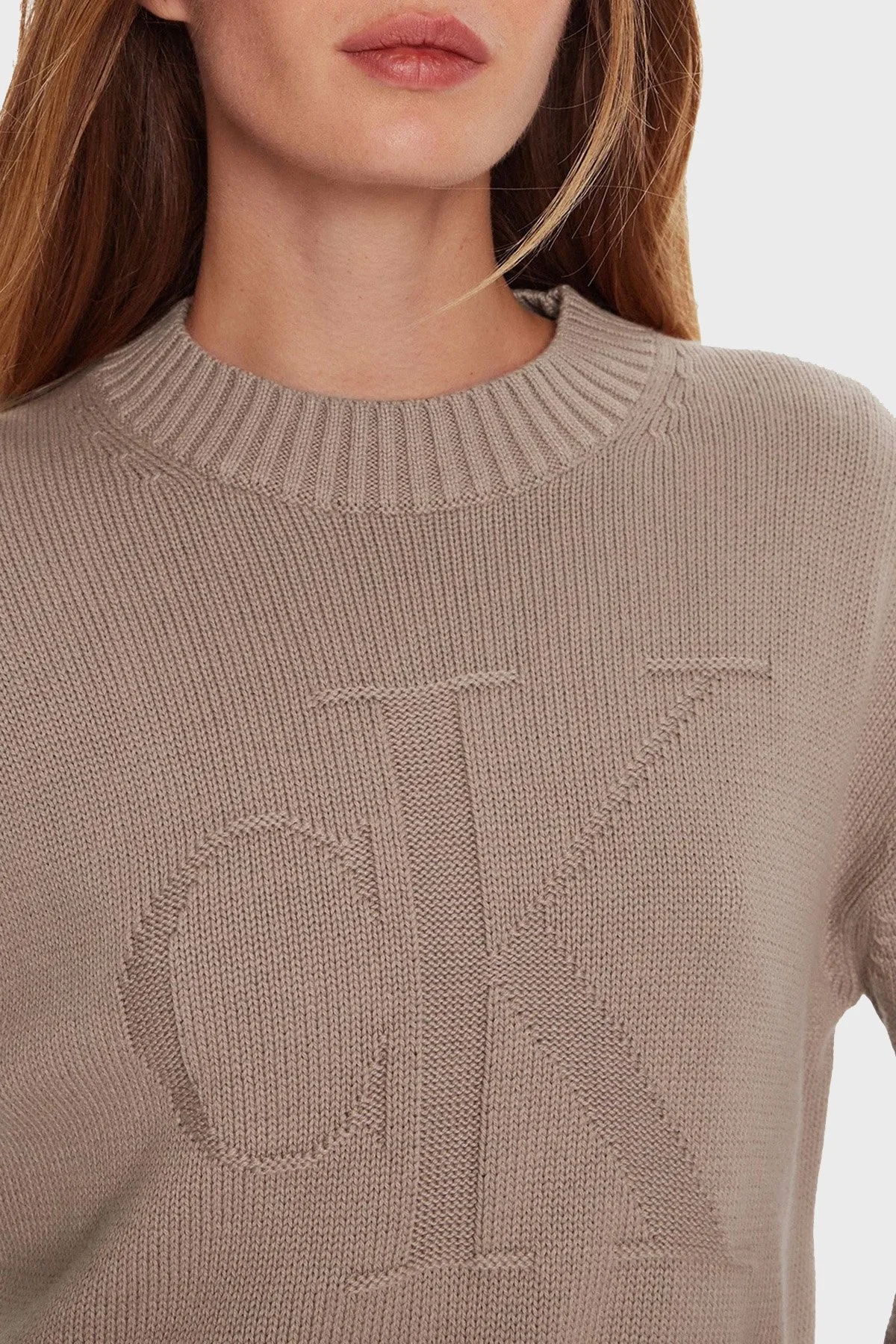 Calvin Klein Pamuk ve Yün Karışımlı Regular Fit J20J224224PCF Bayan Kazak J20J224224 PCF BEJ - 4