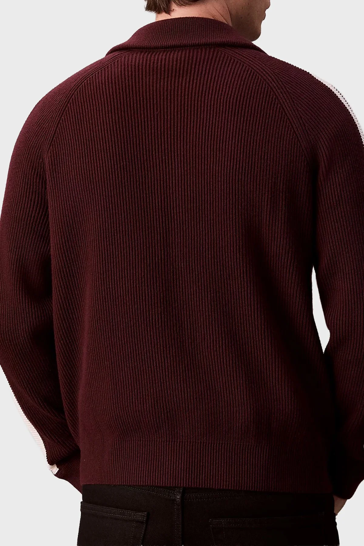 Calvin Klein Pamuk ve Yün Karışımlı Relaxed Fit Şerit Detaylı LV04RD301GGR9 Erkek Ceket LV04RD301G GR9 BORDO - 3