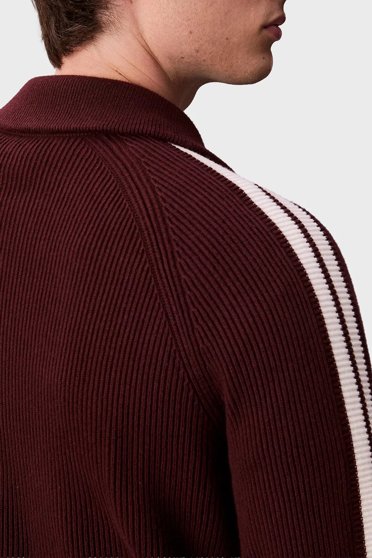 Calvin Klein Pamuk ve Yün Karışımlı Relaxed Fit Şerit Detaylı LV04RD301GGR9 Erkek Ceket LV04RD301G GR9 BORDO - 4