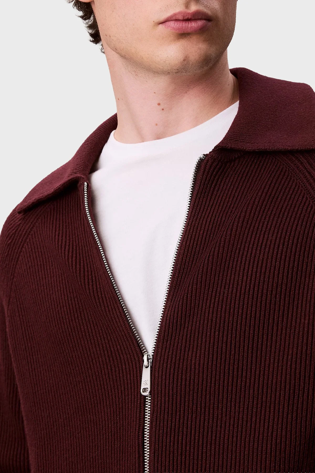 Calvin Klein Pamuk ve Yün Karışımlı Relaxed Fit Şerit Detaylı LV04RD301GGR9 Erkek Ceket LV04RD301G GR9 BORDO - 5