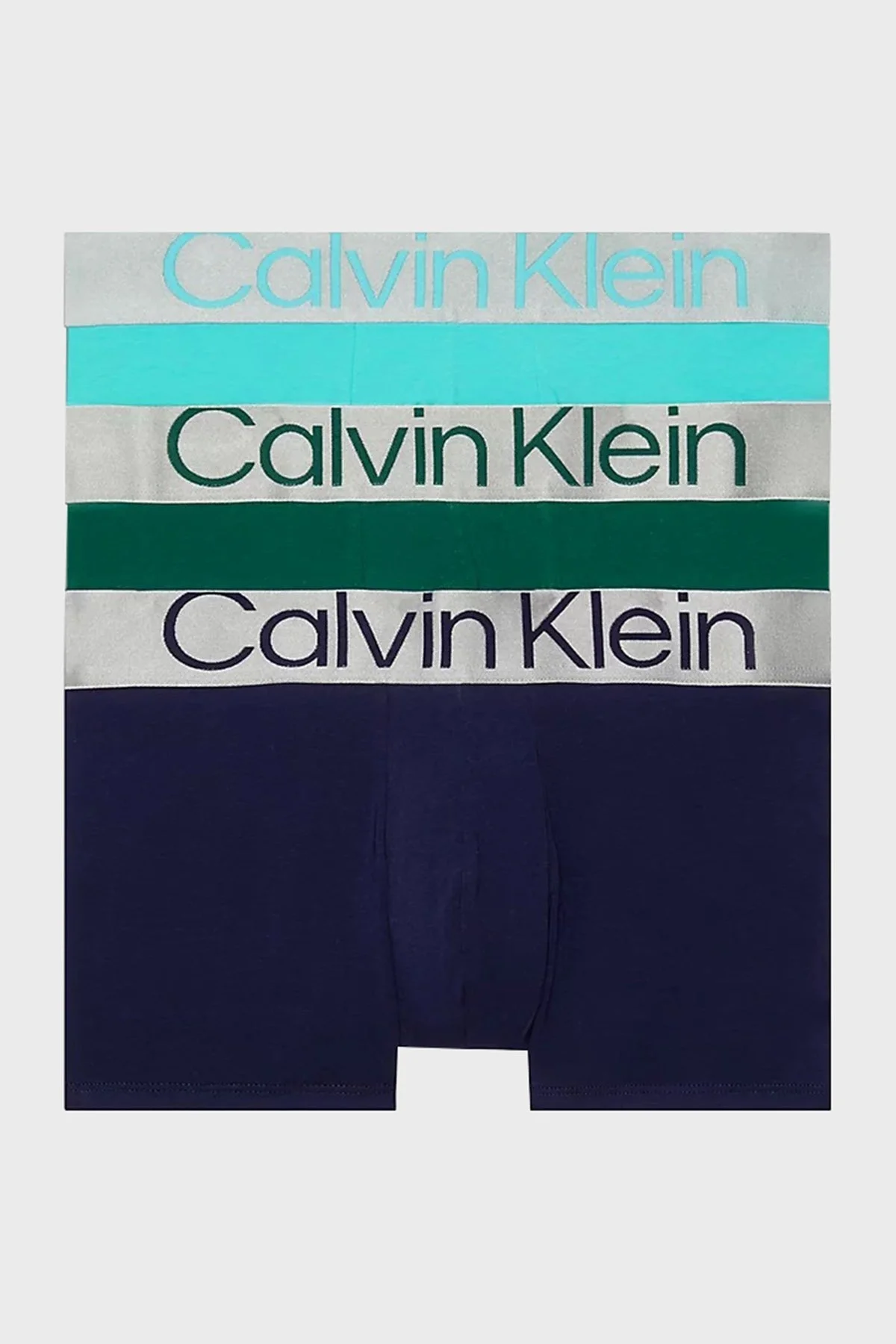 Calvin Klein Pamuklu 3 Pack 000NB3130AN2M Erkek Boxer 000NB3130A N2M Haki-Turkuaz-Lacivert - 1