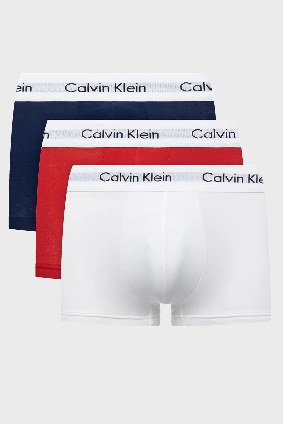 Calvin Klein Pamuklu 3 Pack Erkek Boxer 0000U2664G I03 Beyaz-Saks-Kırmızı - 1