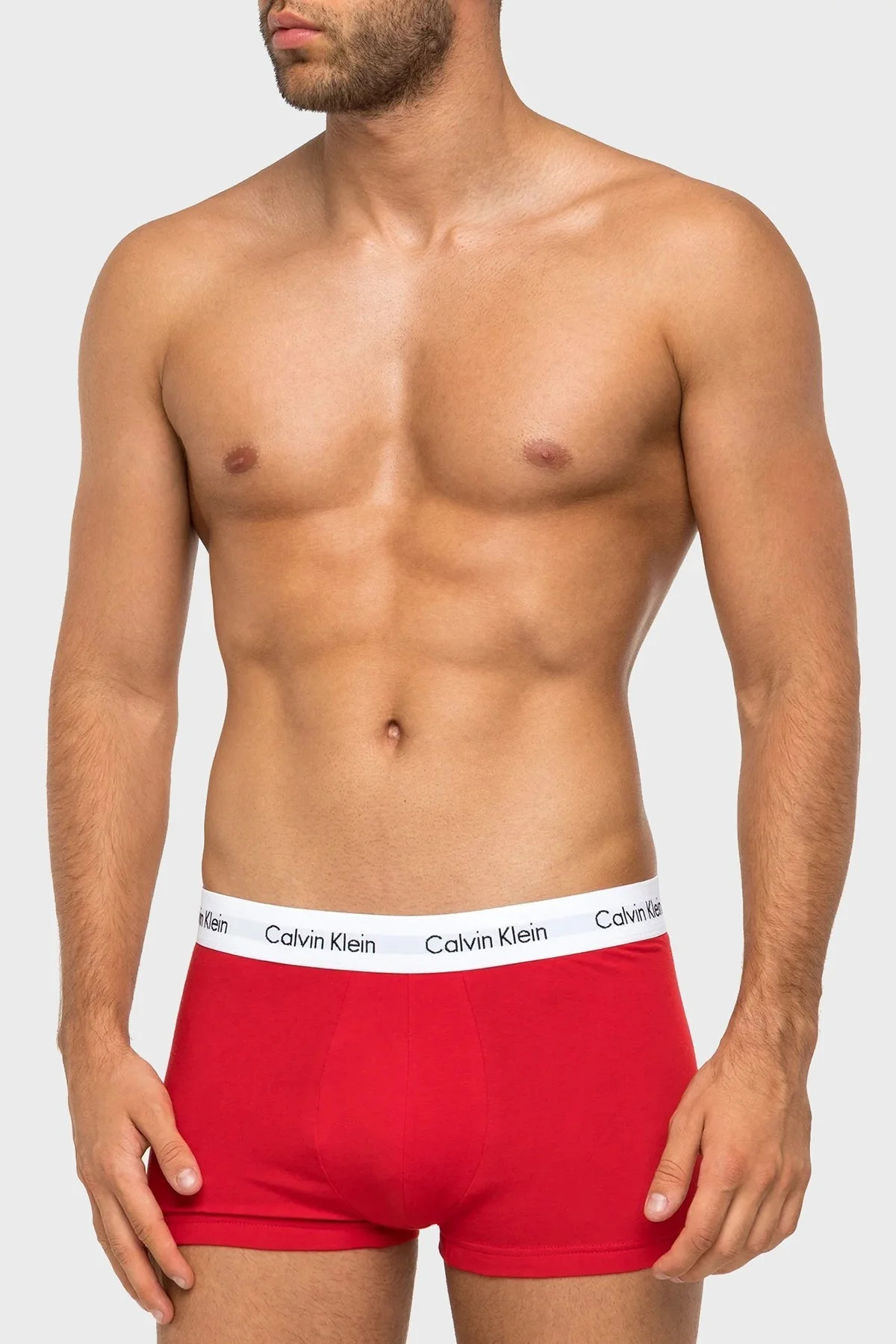 Calvin Klein Pamuklu 3 Pack Erkek Boxer 0000U2664G I03 Beyaz-Saks-Kırmızı - 2