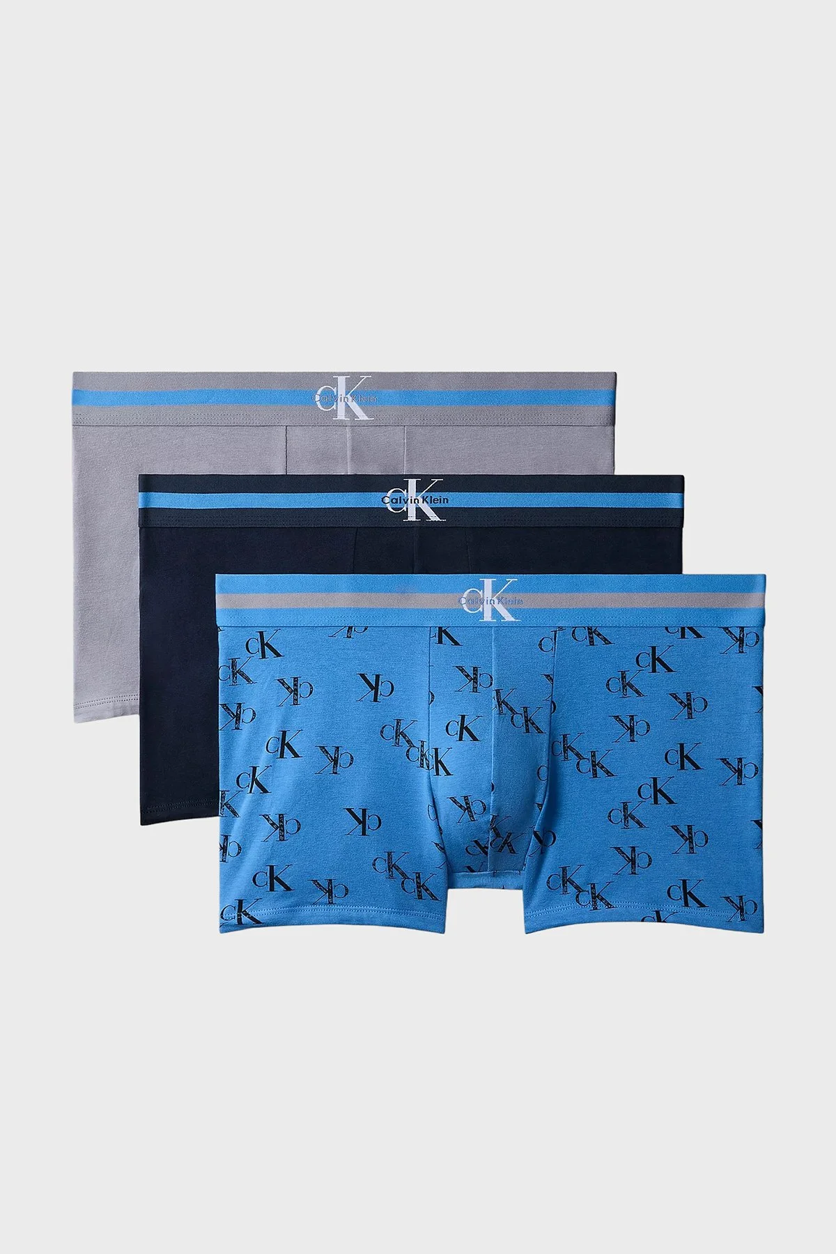 Calvin Klein Pamuklu 3 Pack Erkek Boxer LV00NB4636 NKM Gri-lacivert-mavi - 1