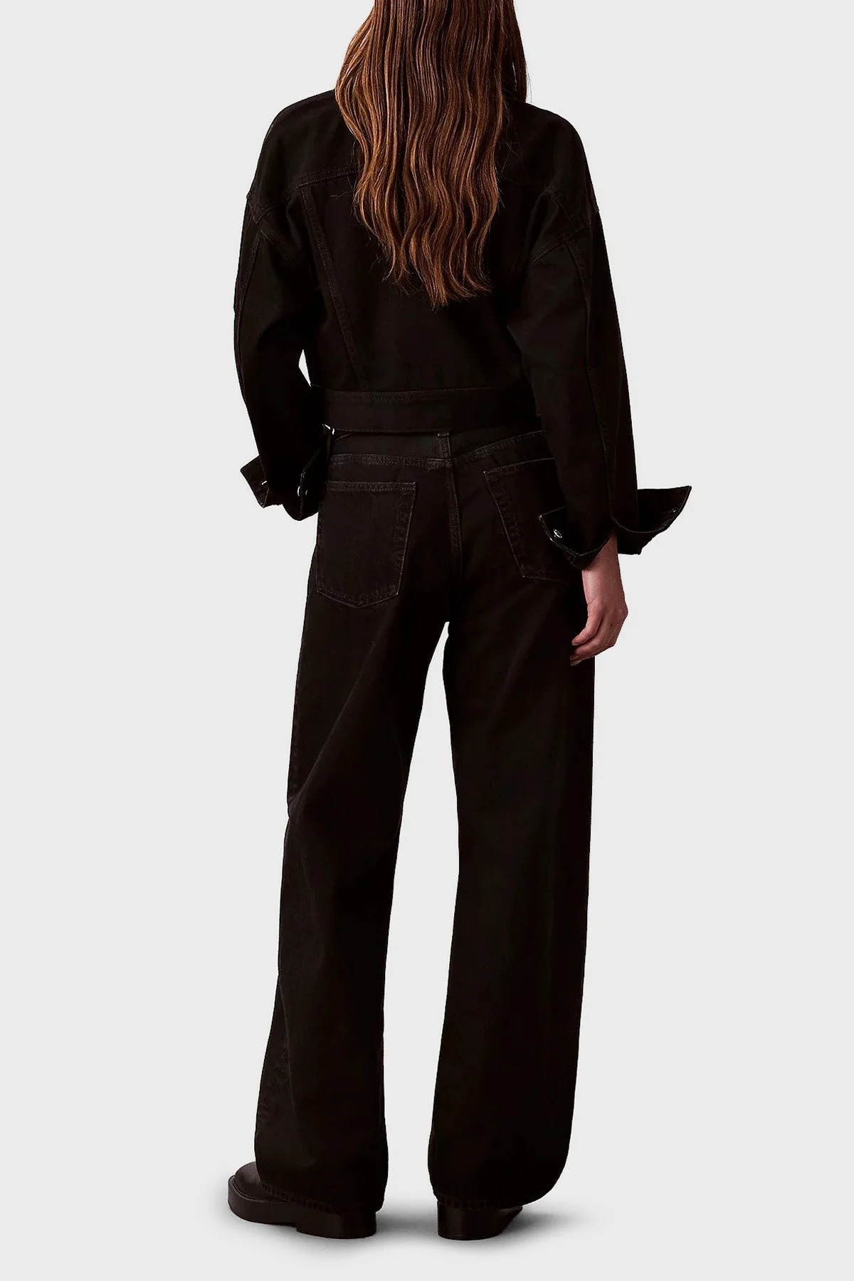 Calvin Klein Pamuklu Baggy Fit Düşük Bel Geniş Paça Jeans LV047D713GTWM Bayan Kot Pantolon LV047D713G TWM SİYAH - 3