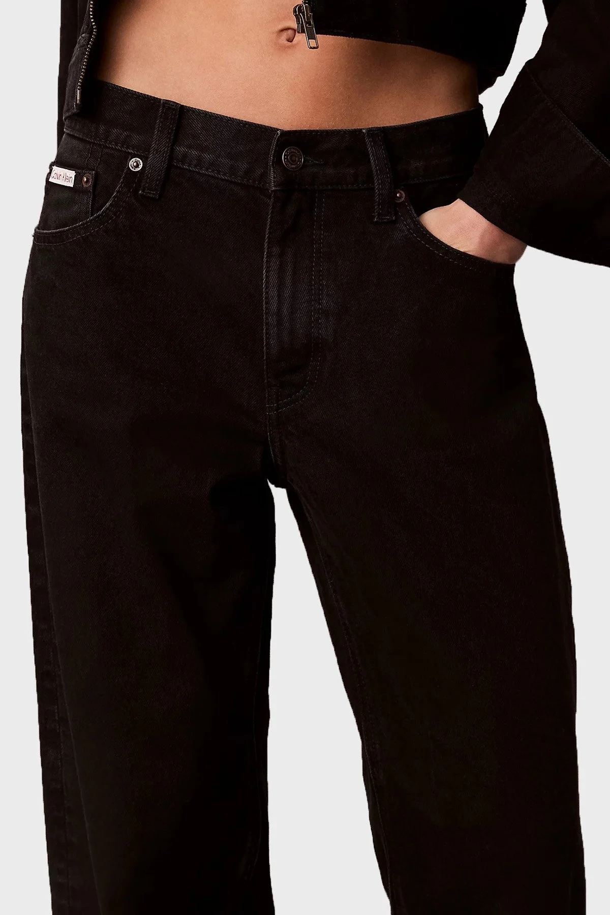 Calvin Klein Pamuklu Baggy Fit Düşük Bel Geniş Paça Jeans LV047D713GTWM Bayan Kot Pantolon LV047D713G TWM SİYAH - 5