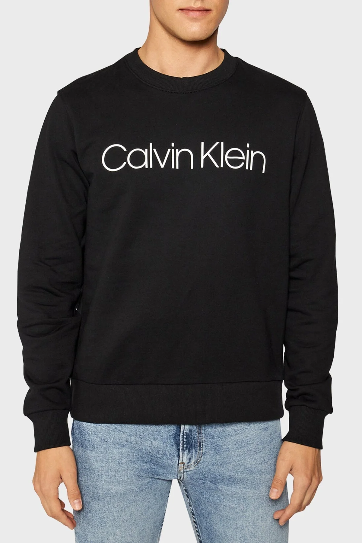 Calvin Klein Pamuklu Baskılı Bisiklet Yaka Regular Fit Erkek Sweat K10K104059 002 SİYAH - 1