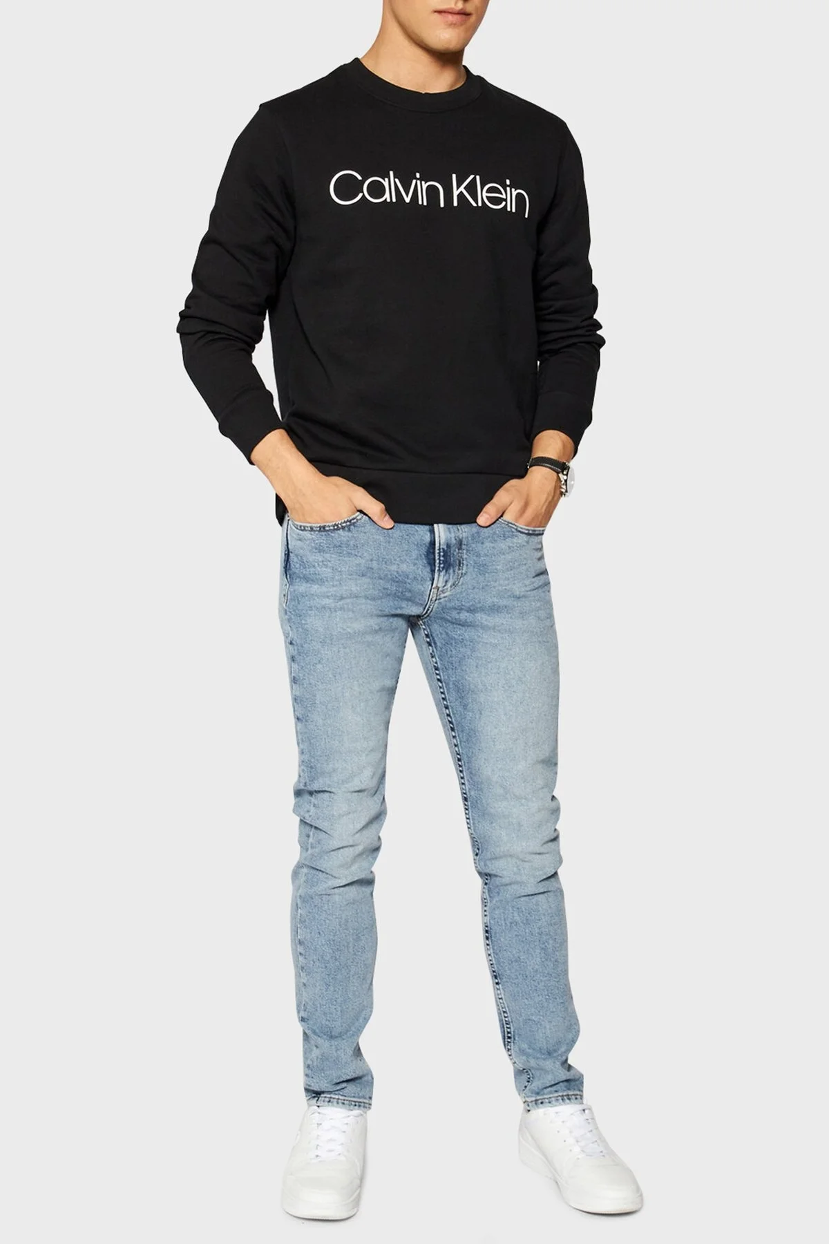 Calvin Klein Pamuklu Baskılı Bisiklet Yaka Regular Fit Erkek Sweat K10K104059 002 SİYAH - 3