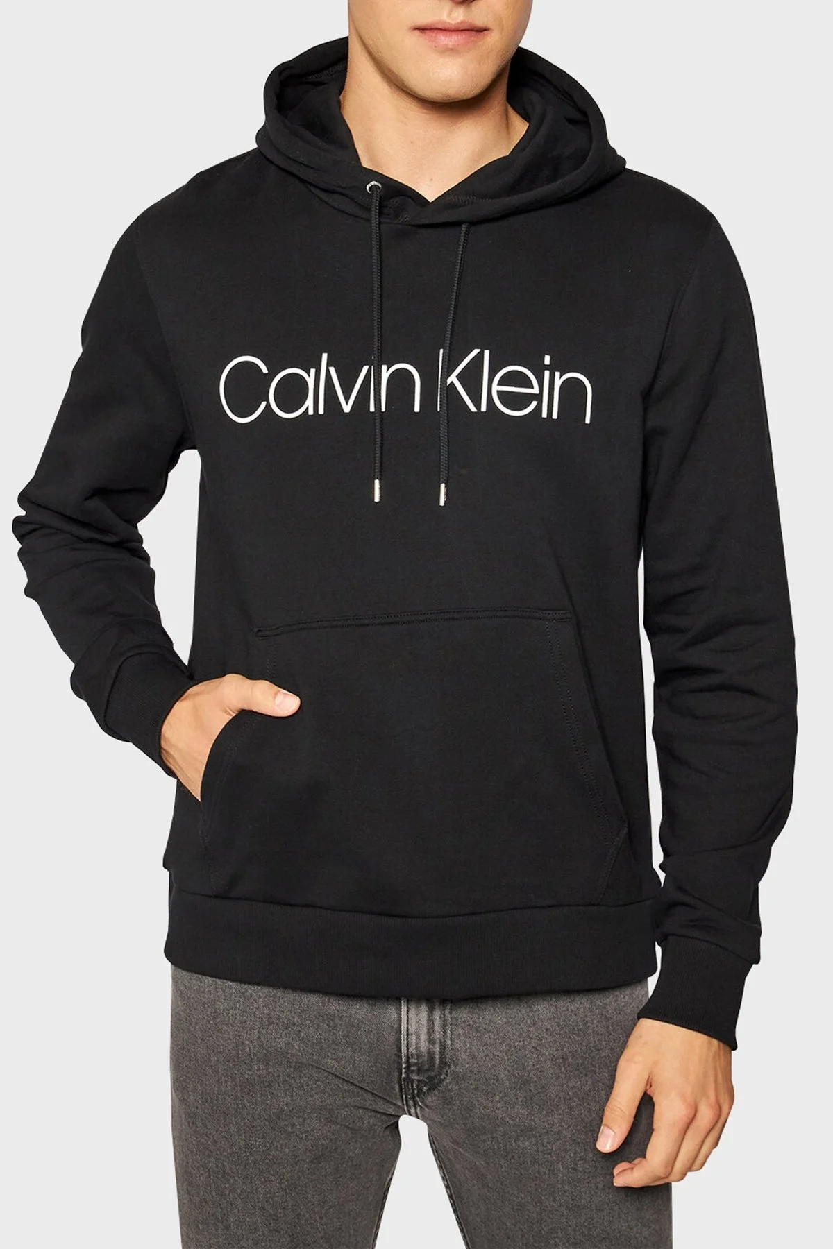 Calvin Klein Pamuklu Baskılı Kapüşonlu Regular Fit Erkek Sweat K10K104060 002 SİYAH - 1
