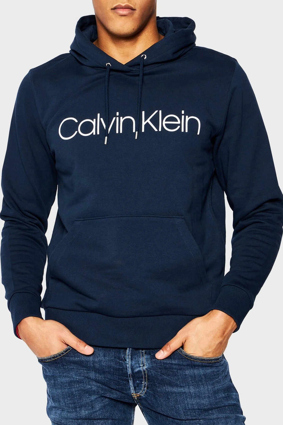 Calvin Klein Pamuklu Baskılı Kapüşonlu Regular Fit Erkek Sweat K10K104060 407 LACİVERT - 1