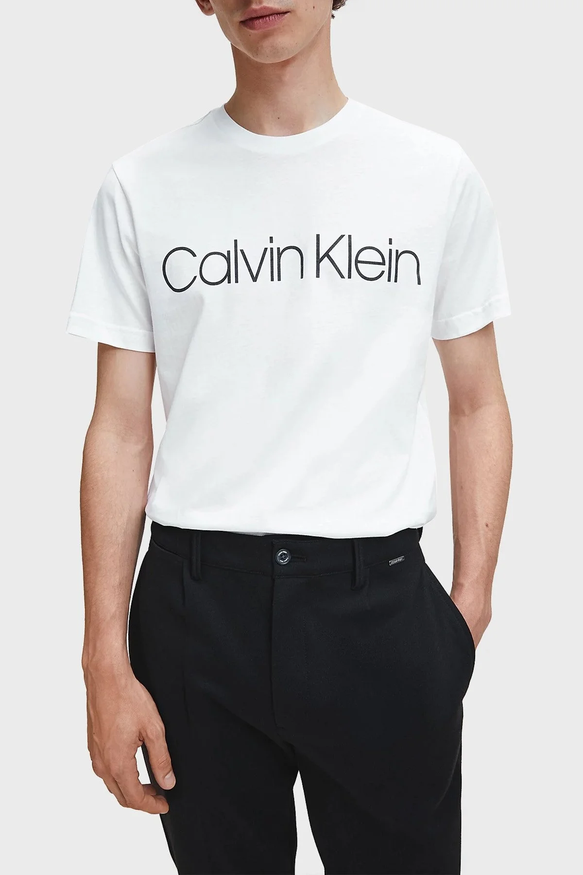 Calvin Klein Pamuklu Baskılı Regular Fit Bisiklet Yaka Erkek T Shirt K10K104063 117 BEYAZ - 1