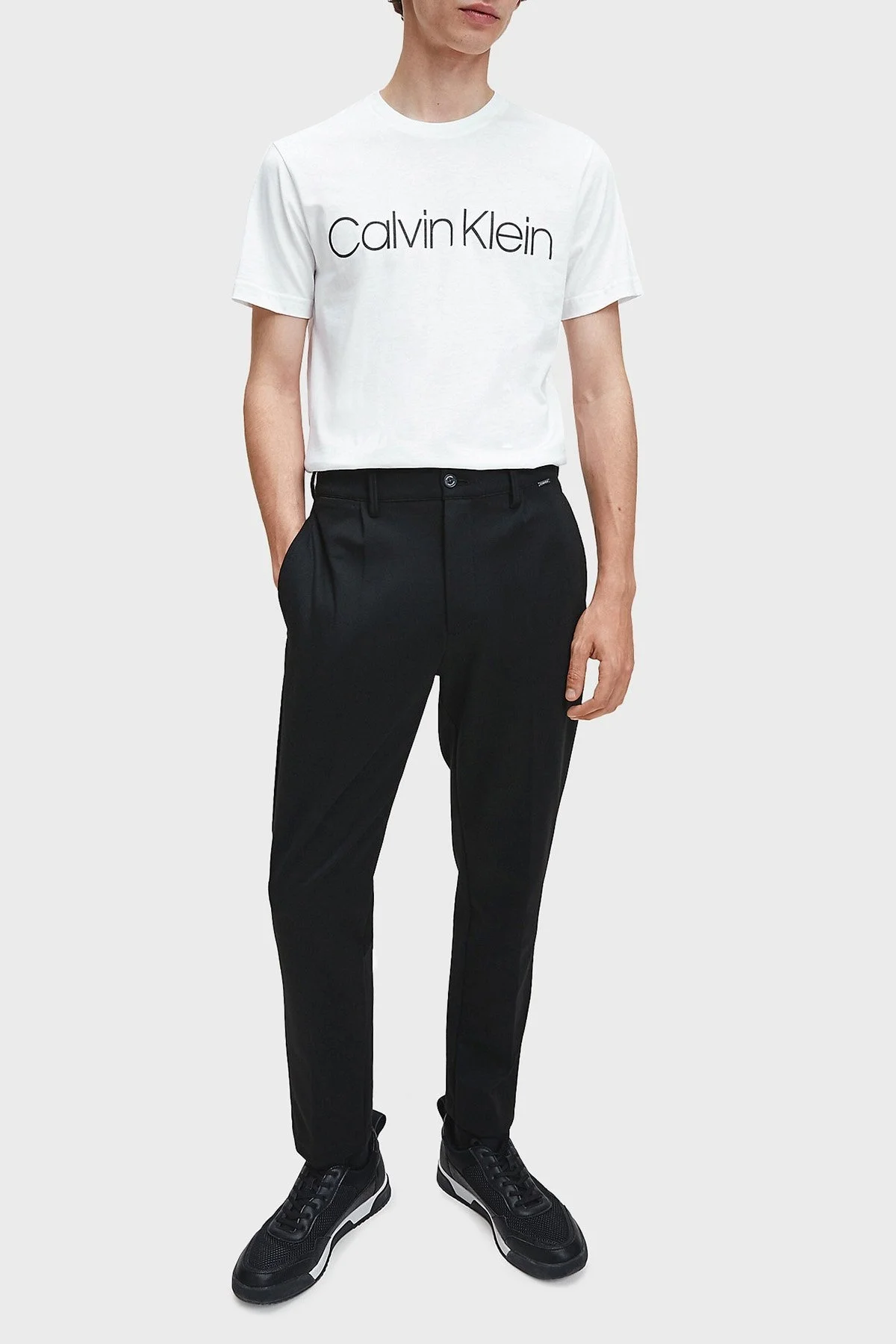 Calvin Klein Pamuklu Baskılı Regular Fit Bisiklet Yaka Erkek T Shirt K10K104063 117 BEYAZ - 2