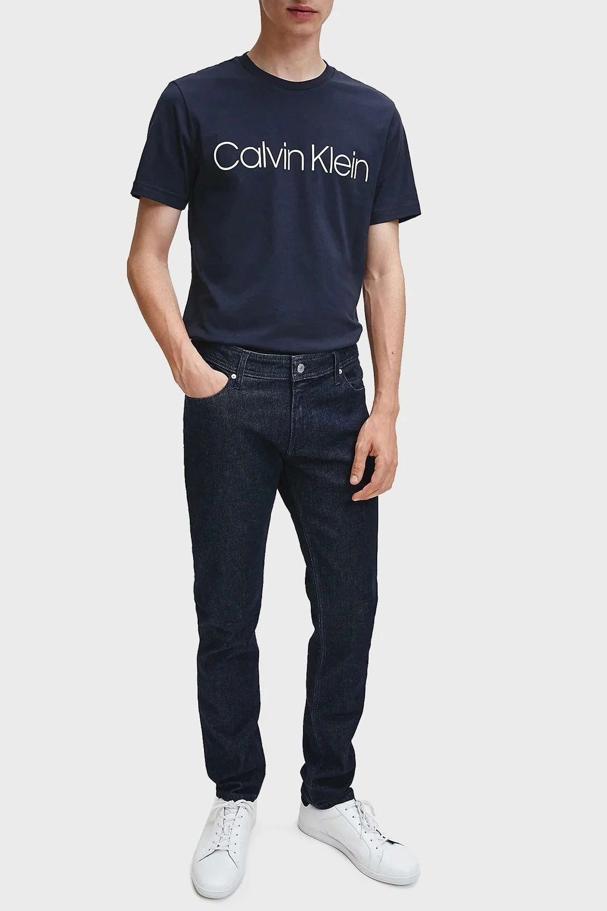 Calvin Klein Pamuklu Baskılı Regular Fit Bisiklet Yaka Erkek T Shirt K10K104063 407 LACİVERT - 2