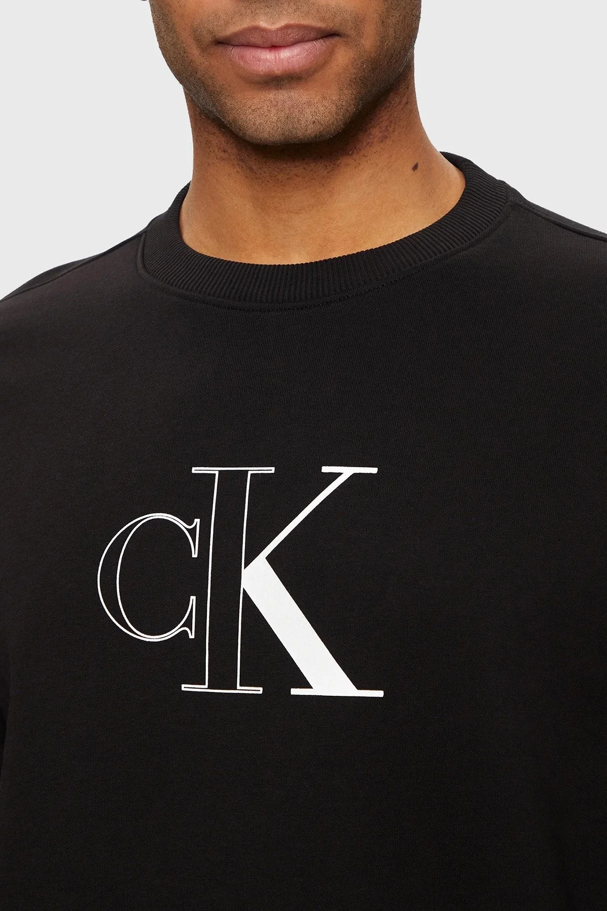Calvin Klein Pamuklu Bisiklet Yaka J30J326034BEH Erkek Sweat J30J326034 BEH SİYAH - 4