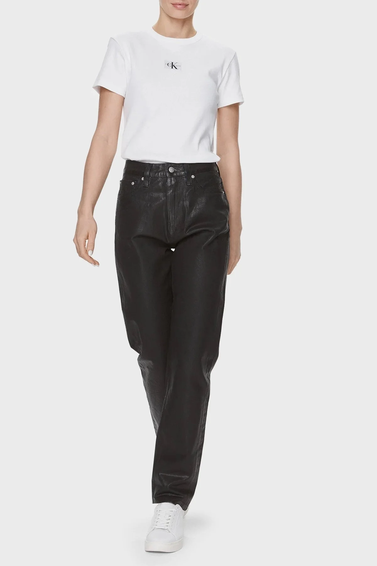 Calvin Klein Pamuklu Bisiklet Yaka Regular Fit J20J222687YAF Bayan T Shirt J20J222687 YAF BEYAZ - 2