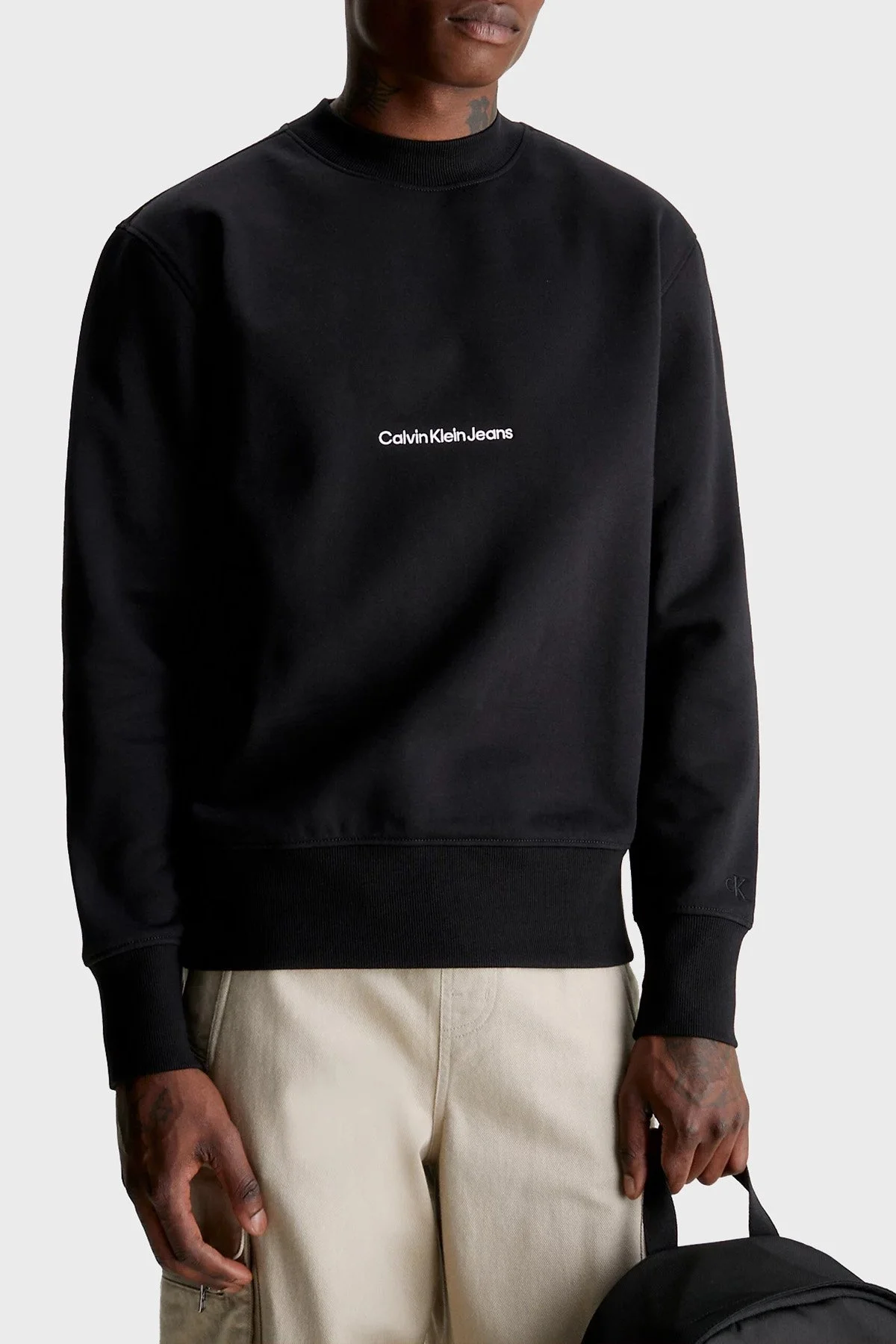 Calvin Klein Pamuklu Bisiklet Yaka Relaxed Fit J30J324116BEH Erkek Sweat J30J324116 BEH SİYAH - 1