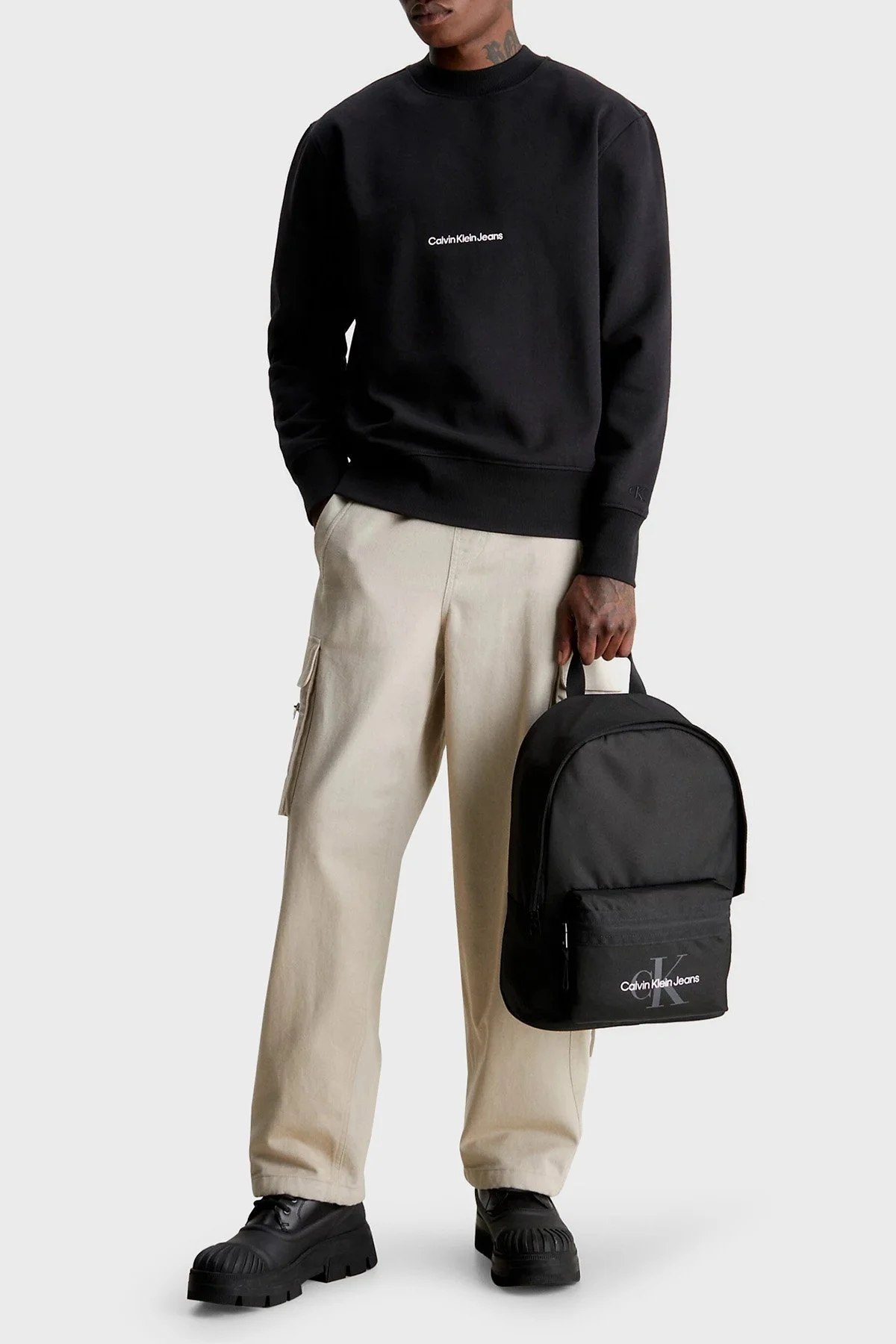 Calvin Klein Pamuklu Bisiklet Yaka Relaxed Fit J30J324116BEH Erkek Sweat J30J324116 BEH SİYAH - 3