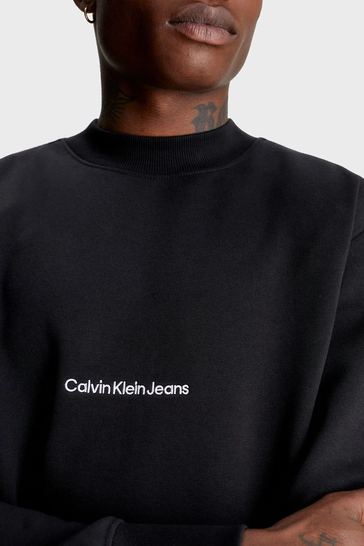 Calvin Klein Pamuklu Bisiklet Yaka Relaxed Fit J30J324116BEH Erkek Sweat J30J324116 BEH SİYAH - 4