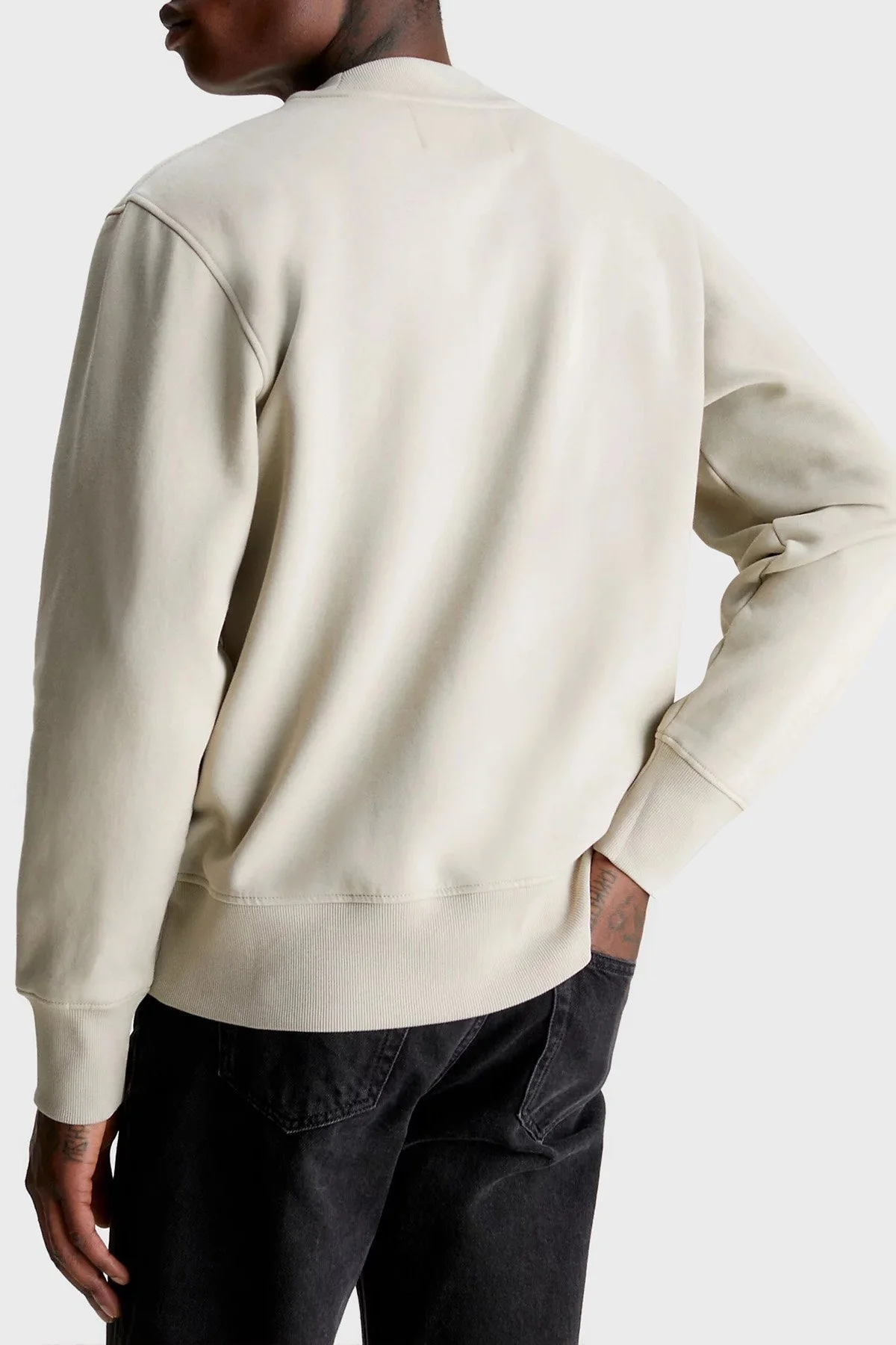 Calvin Klein Pamuklu Bisiklet Yaka Relaxed Fit J30J324116PED Erkek Sweat J30J324116 PED BEJ - 2