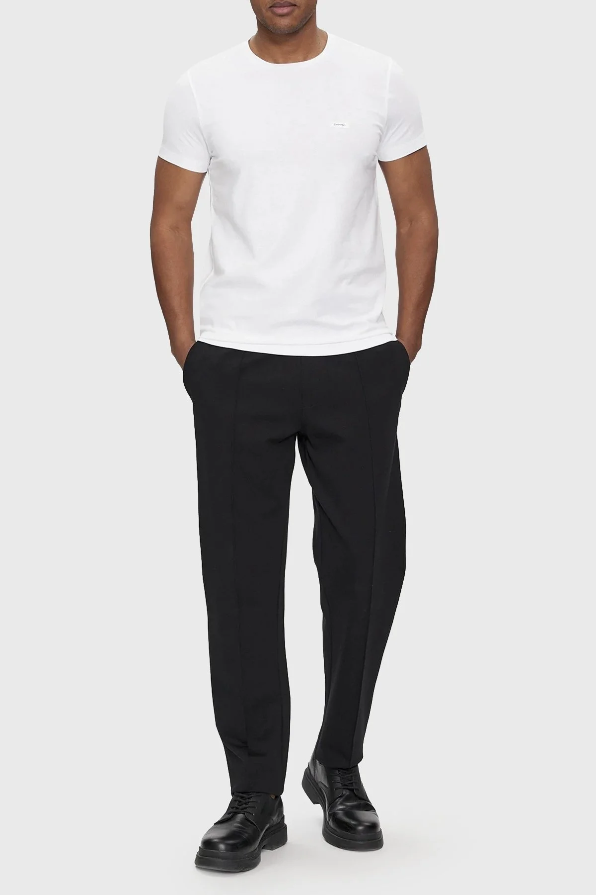 Calvin Klein Pamuklu Bisiklet Yaka Slim Fit K10K112724YAF Erkek T Shirt K10K112724 YAF BEYAZ - 2
