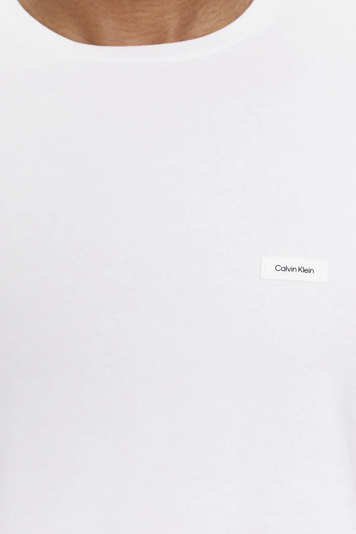 Calvin Klein Pamuklu Bisiklet Yaka Slim Fit K10K112724YAF Erkek T Shirt K10K112724 YAF BEYAZ - 5