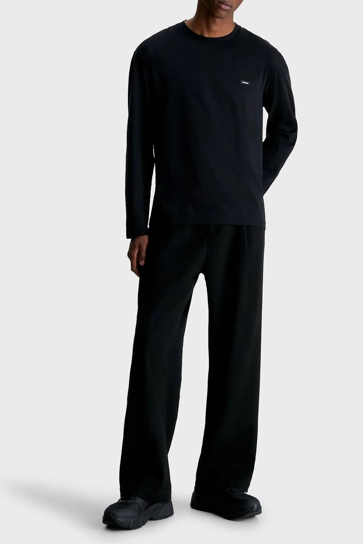 Calvin Klein Pamuklu Bisiklet Yaka Uzun Kollu Regular Fit K10K111847BEH Erkek T Shirt K10K111847 BEH SİYAH - 3