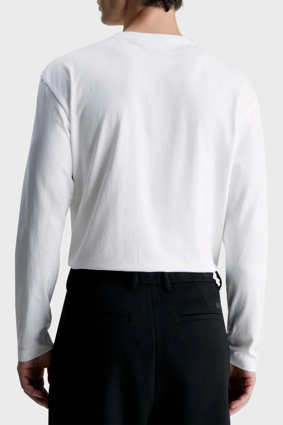 Calvin Klein Pamuklu Bisiklet Yaka Uzun Kollu Regular Fit K10K111847YAF Erkek T Shirt K10K111847 YAF BEYAZ - 2