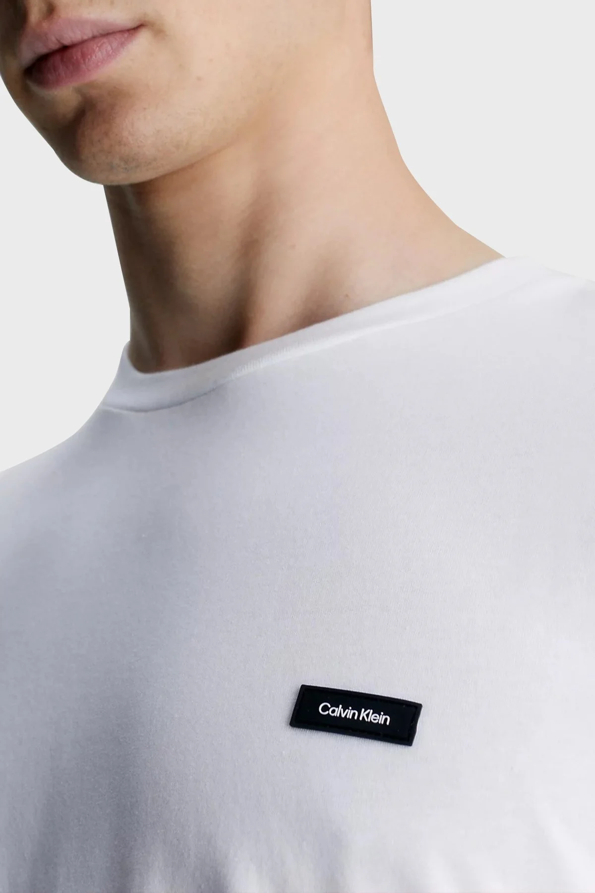 Calvin Klein Pamuklu Bisiklet Yaka Uzun Kollu Regular Fit K10K111847YAF Erkek T Shirt K10K111847 YAF BEYAZ - 3