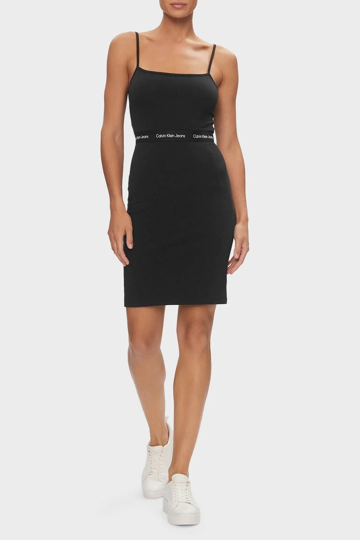 Calvin Klein Pamuklu Bodycon İp Askılı Mini J20J219644BEH Bayan Elbise J20J219644 BEH SİYAH - 4