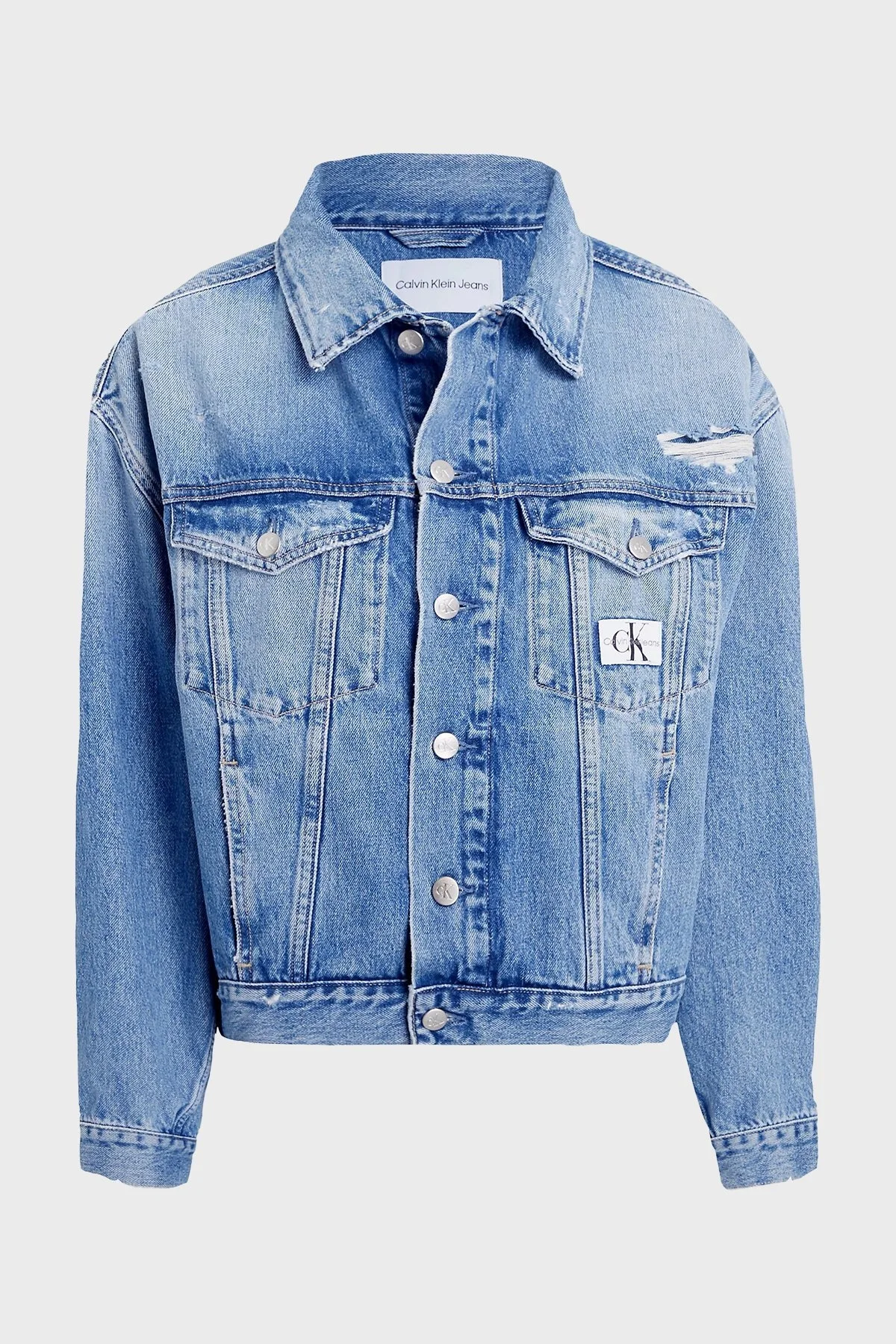 Calvin Klein Pamuklu Boxy Fit J20J2227871A4 Bayan Kot Ceket J20J222787 1A4 MAVİ - 5