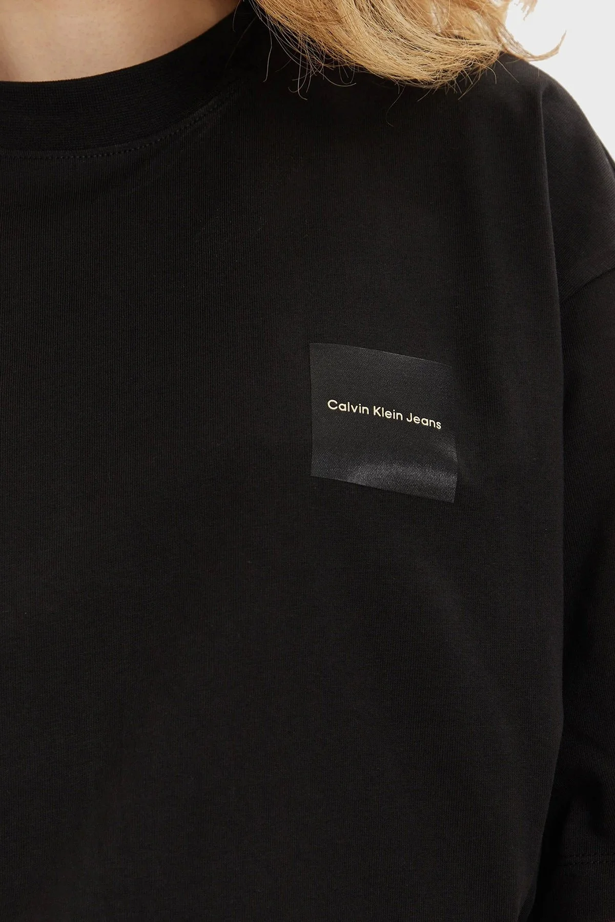 Calvin Klein Pamuklu Boyfriend Fit Bisiklet Yaka J20J223166BEH Bayan T Shirt J20J223166 BEH SİYAH - 4