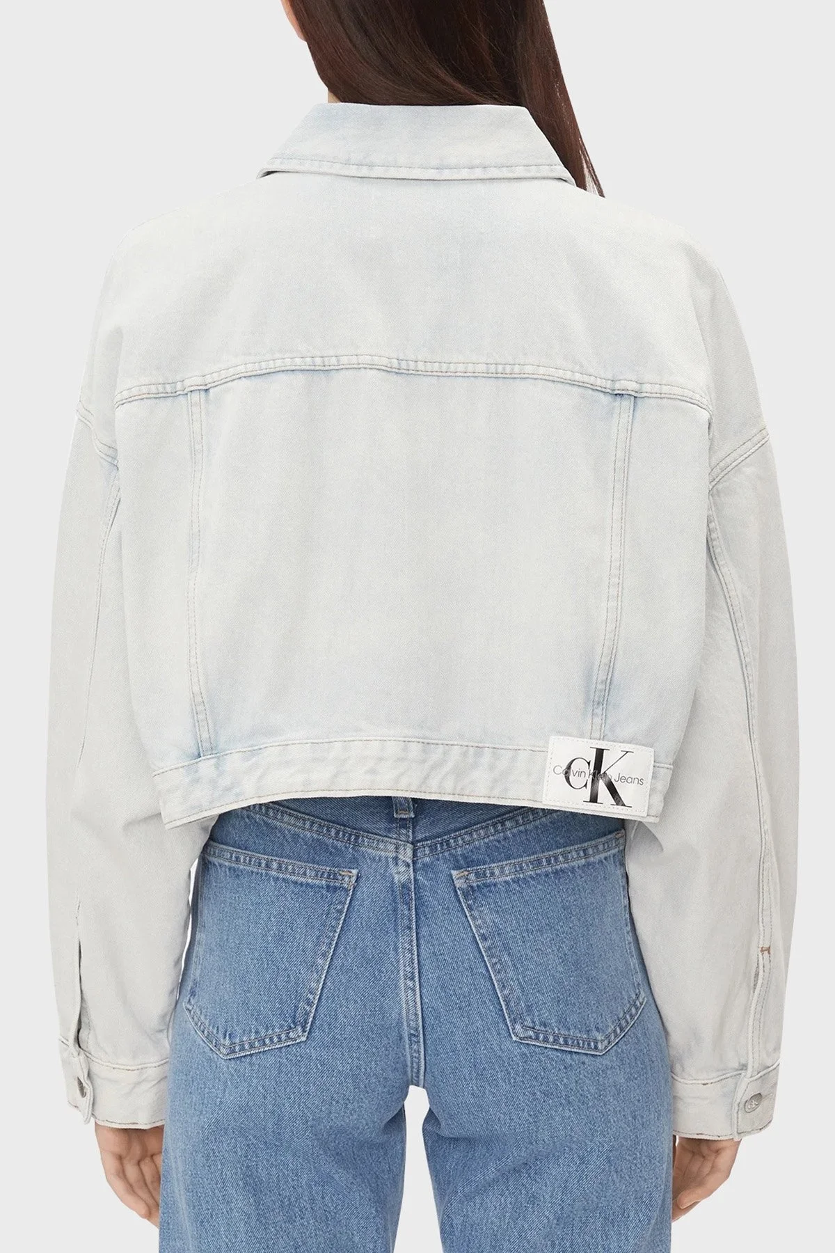 Calvin Klein Pamuklu Cepli Oversize J20J2228741AA Bayan Kot Ceket J20J222874 1AA AÇIK MAVİ - 3